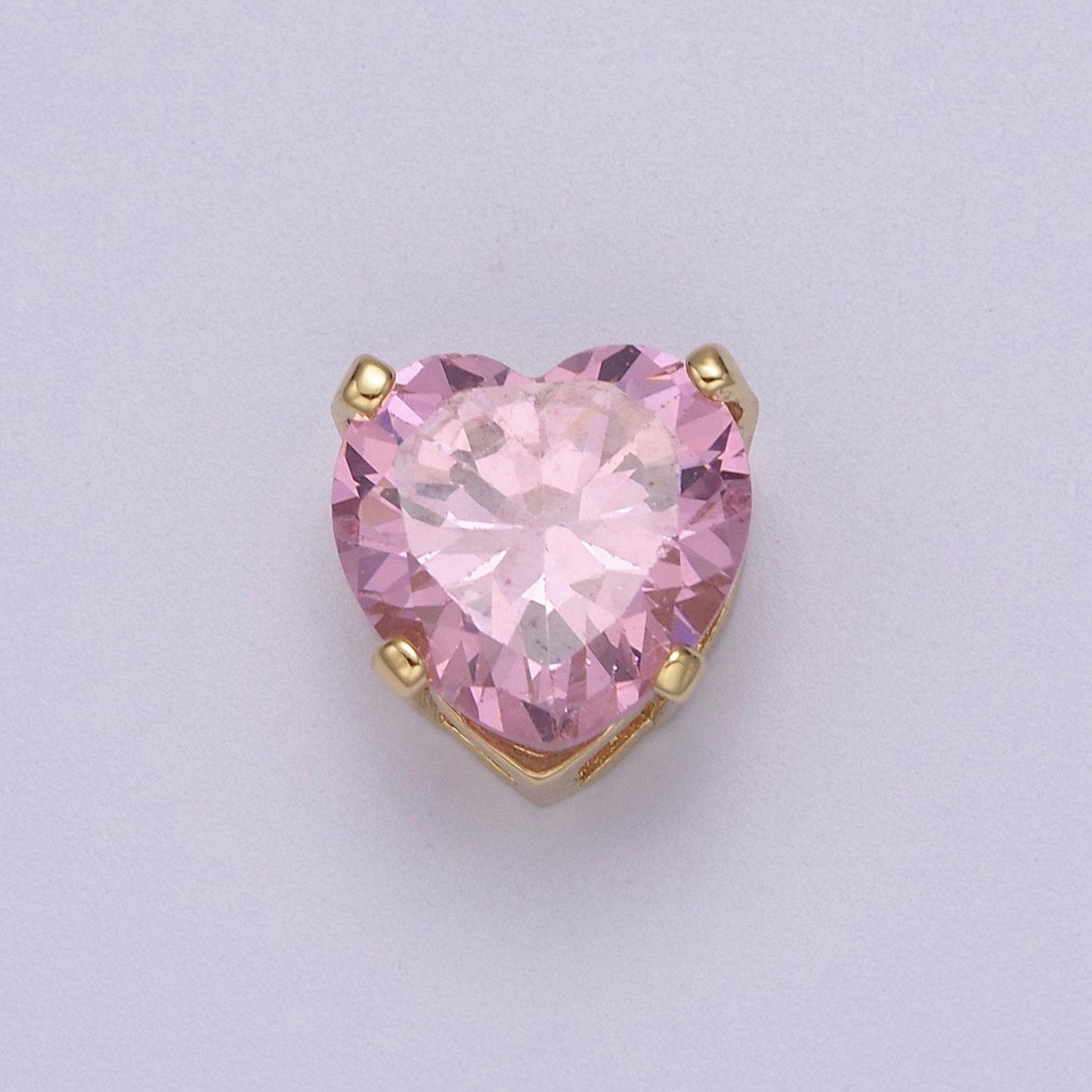 Dainty cz heart spacer bead, gold filled heart spacer beads pink white cz spacer beads, small heart spacers for bracelet necklace b-067