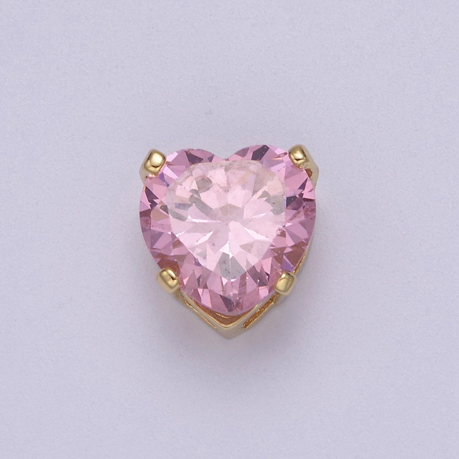 Dainty cz heart spacer bead, gold filled heart spacer beads pink white cz spacer beads, small heart spacers for bracelet necklace b-067