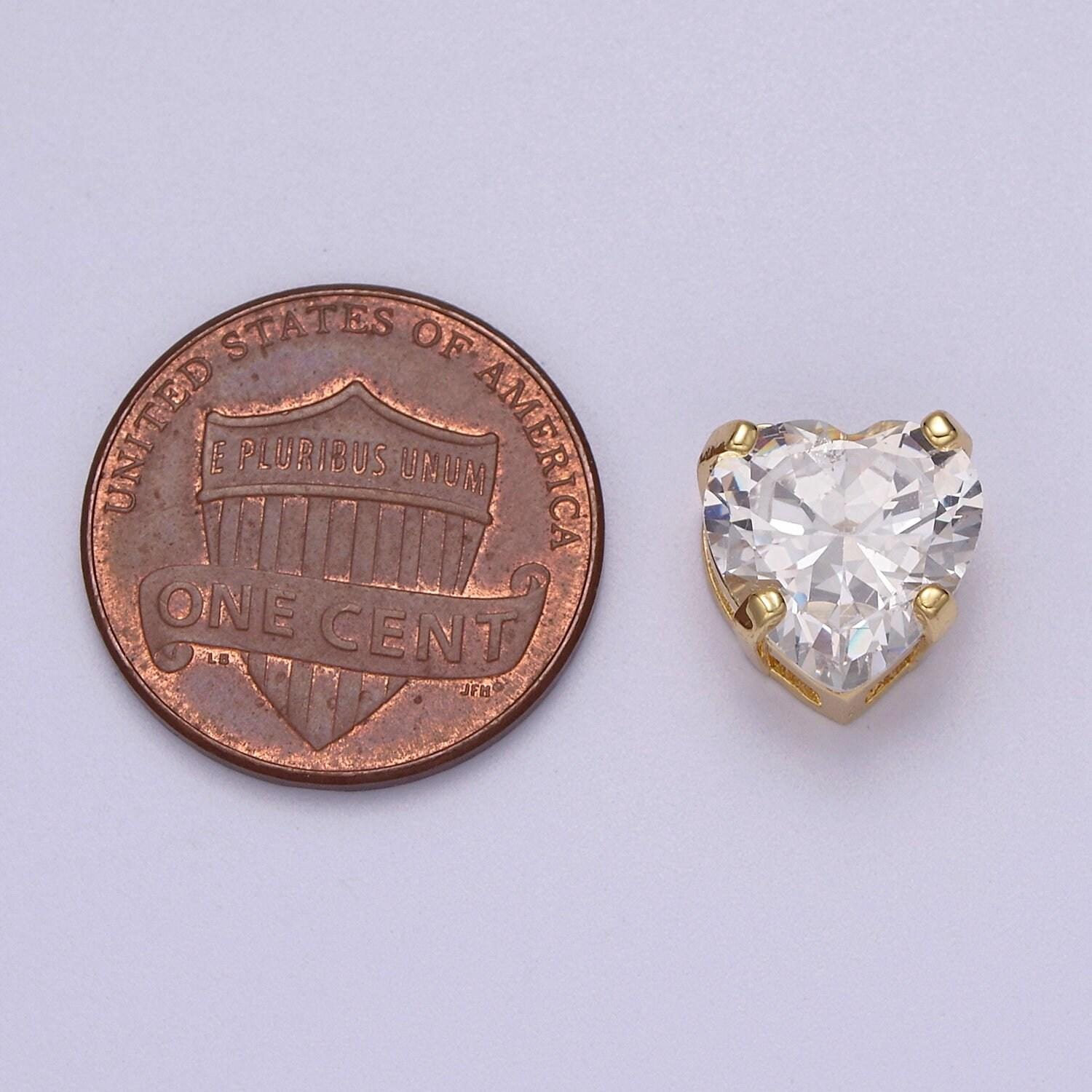 Dainty cz heart spacer bead, gold filled heart spacer beads pink white cz spacer beads, small heart spacers for bracelet necklace b-067