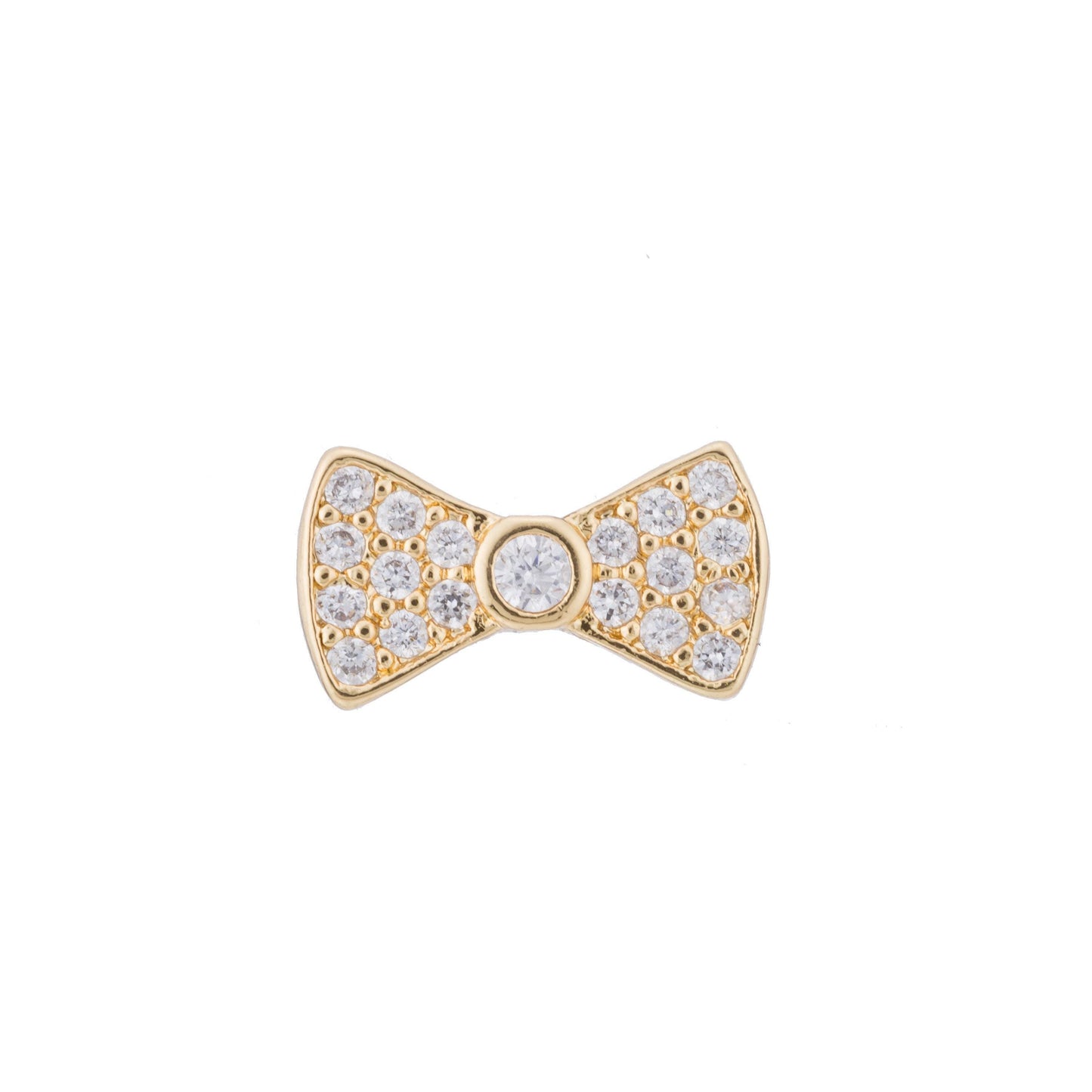 1pc gold bowtie cz micro pave beads, cz micro pave bow-tie bracelet connector, for bracelet making supply findings, hole size 1mm