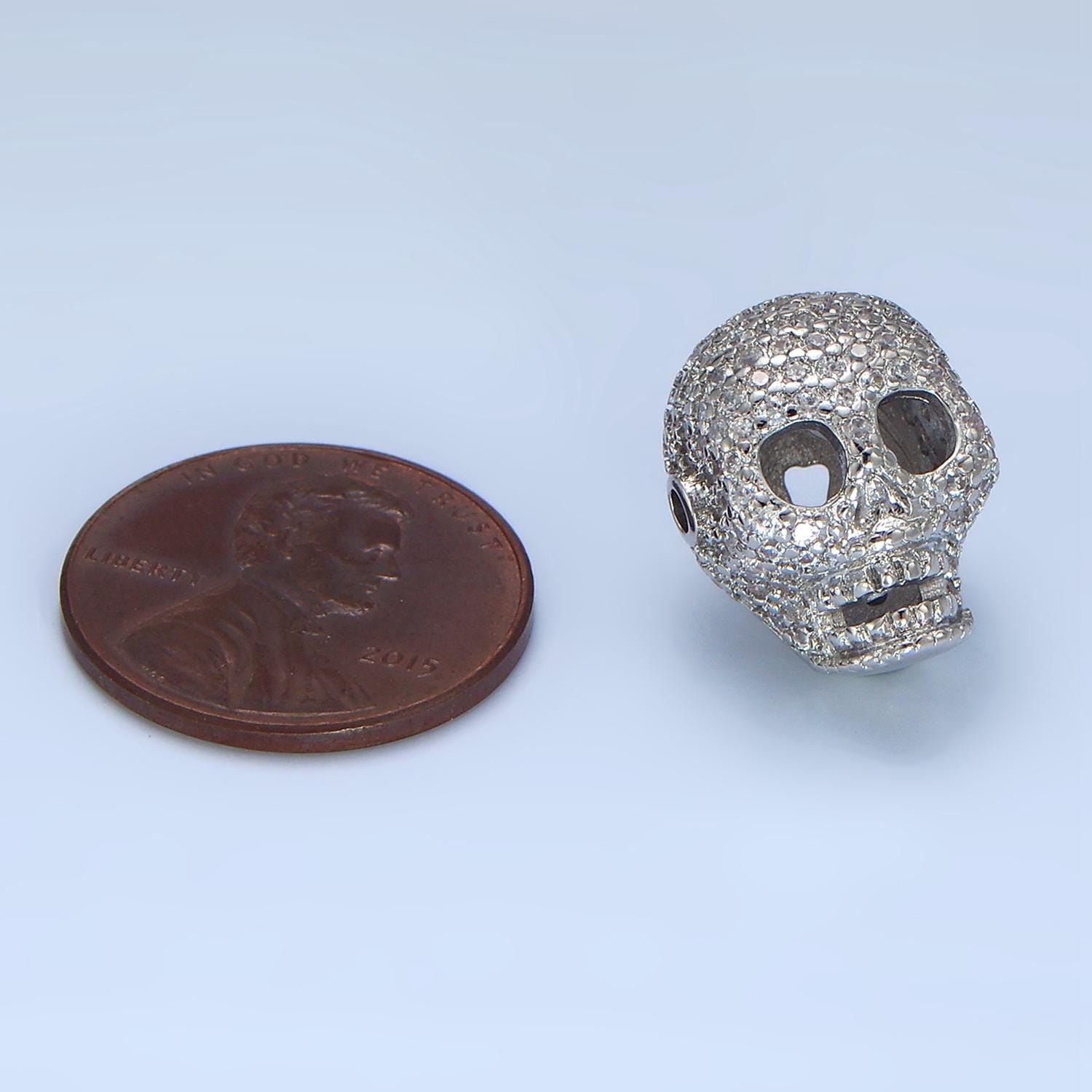 1pc cubic silver skull crown spacer bead, for diy jewelry making charms spacer beaded bracelet, bead size 17 x 13 mm b-062