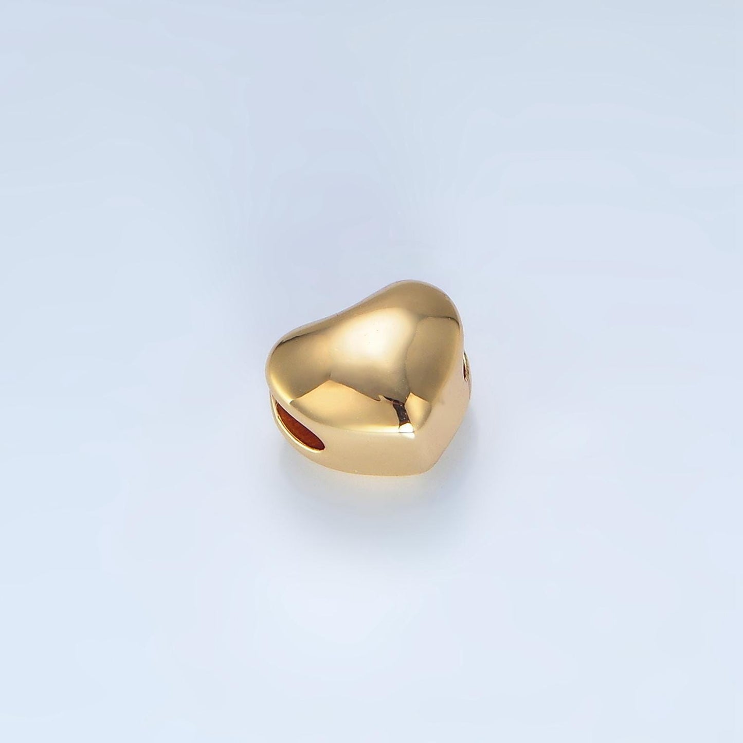 Minimalist chubby heart 24k gold filled bead spacer in gold & silver | b-034