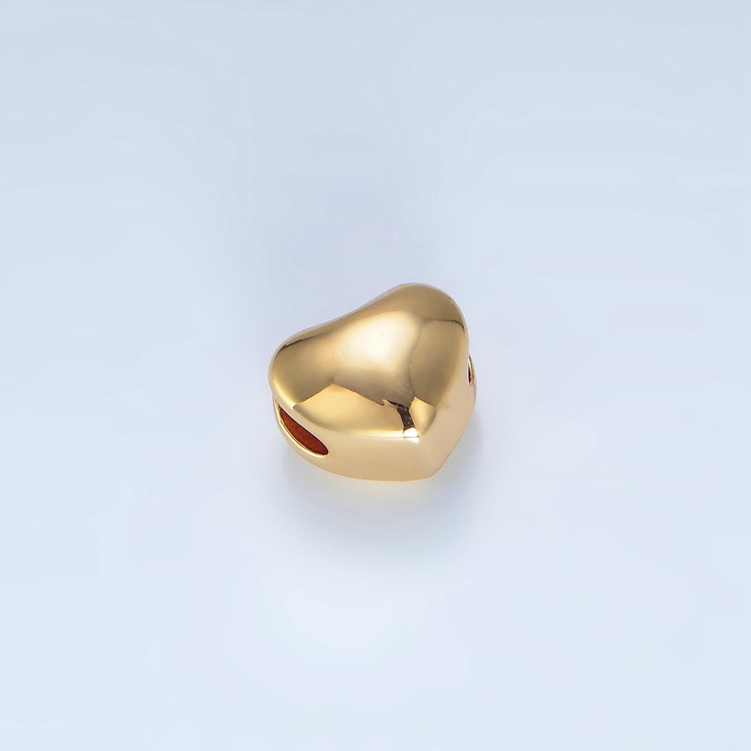 Minimalist chubby heart 24k gold filled bead spacer in gold & silver | b-034