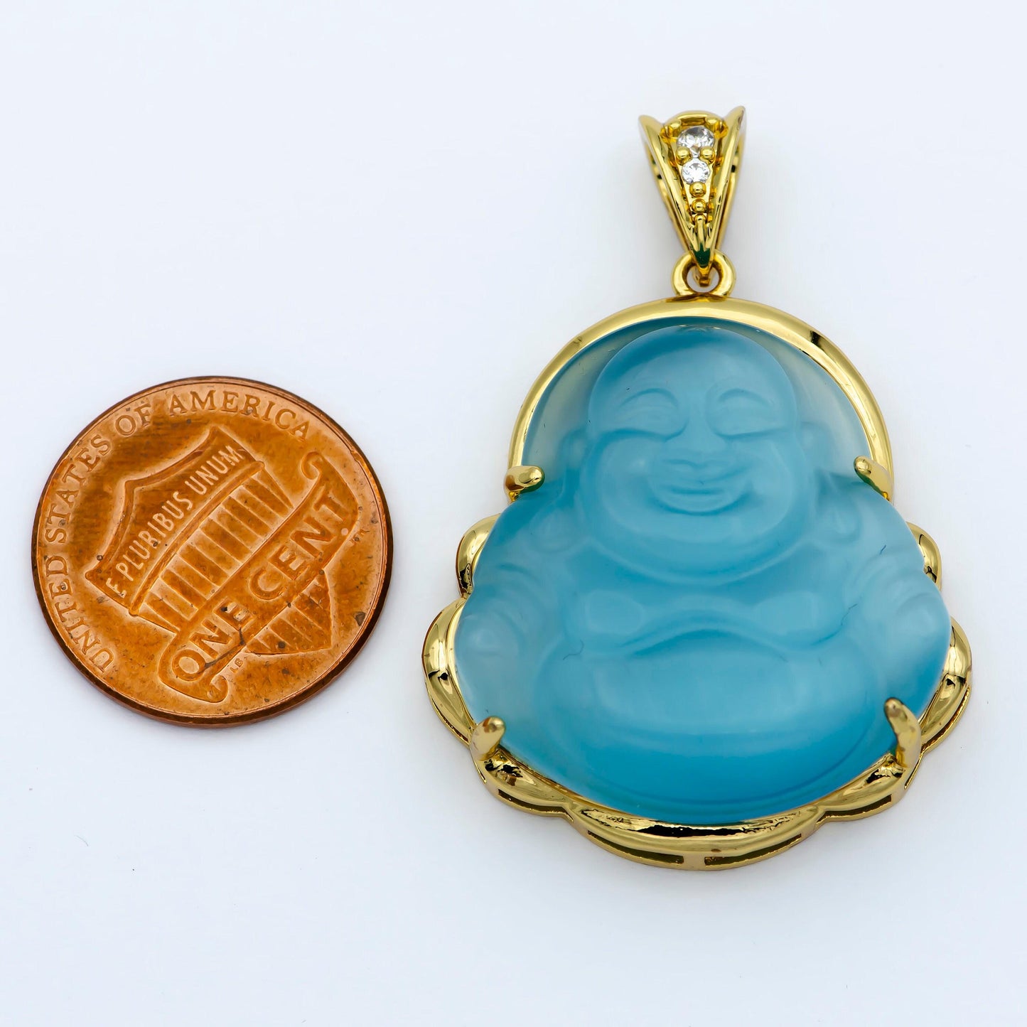 Blue buddha pendant 24k gold filled black buddha pendant laughing buddha charm unisex necklace for religious jewelry supply o-242
