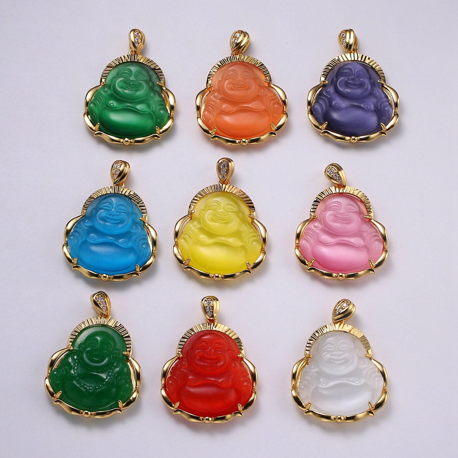 Gold filled laughing buddha pendant for necklace buddha of wealth charm amulet lucky statement jewelry supply