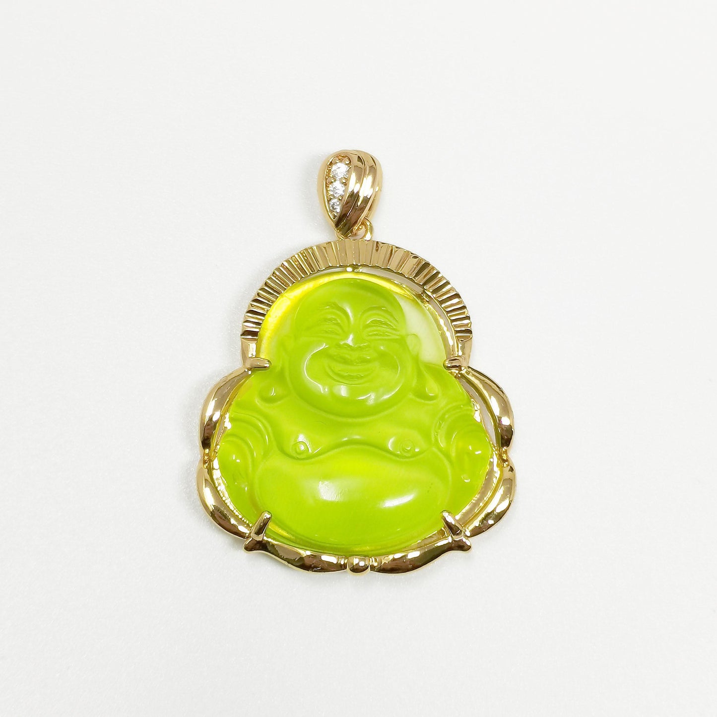Gold filled laughing buddha pendant for necklace buddha of wealth charm amulet lucky statement jewelry supply