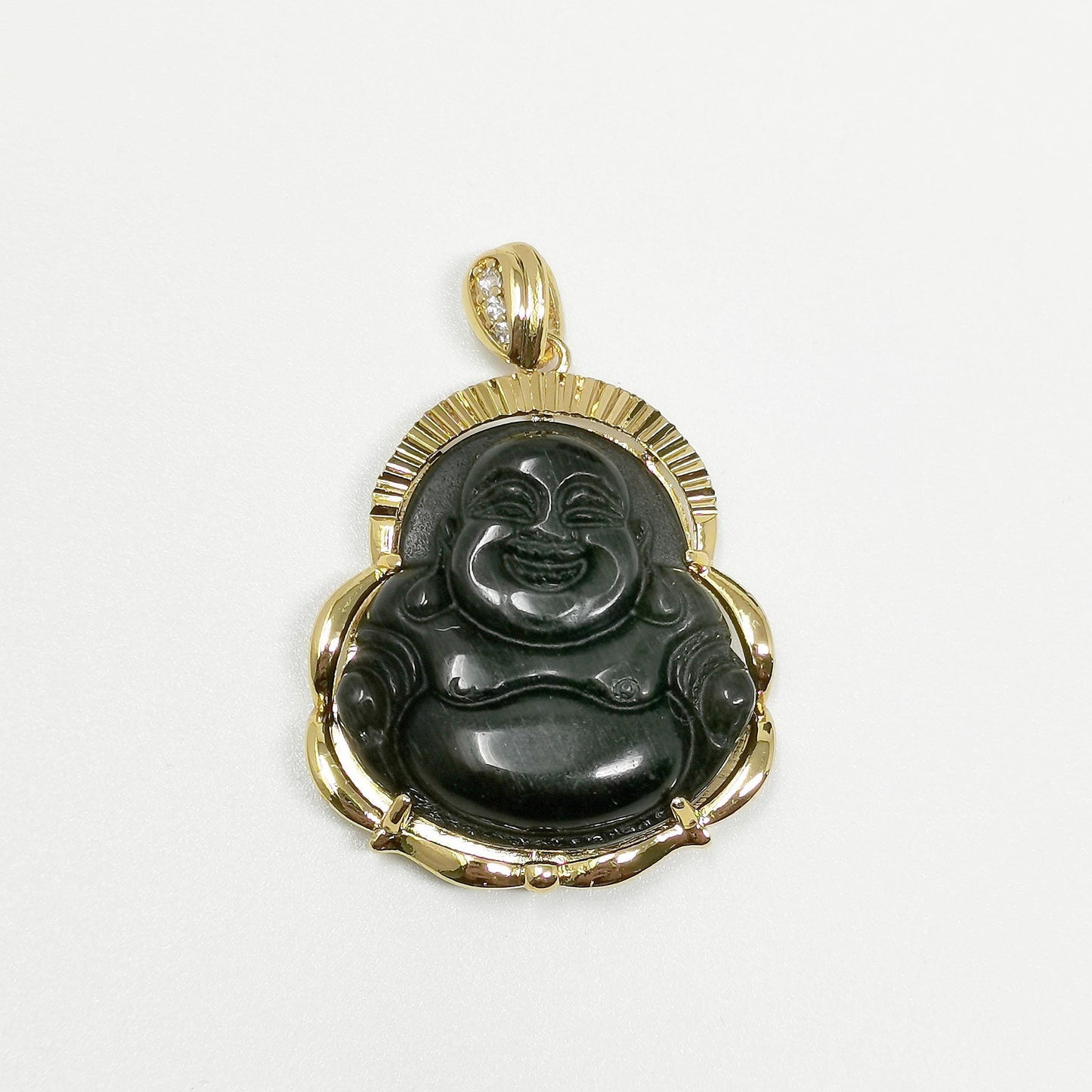 Gold filled laughing buddha pendant for necklace buddha of wealth charm amulet lucky statement jewelry supply