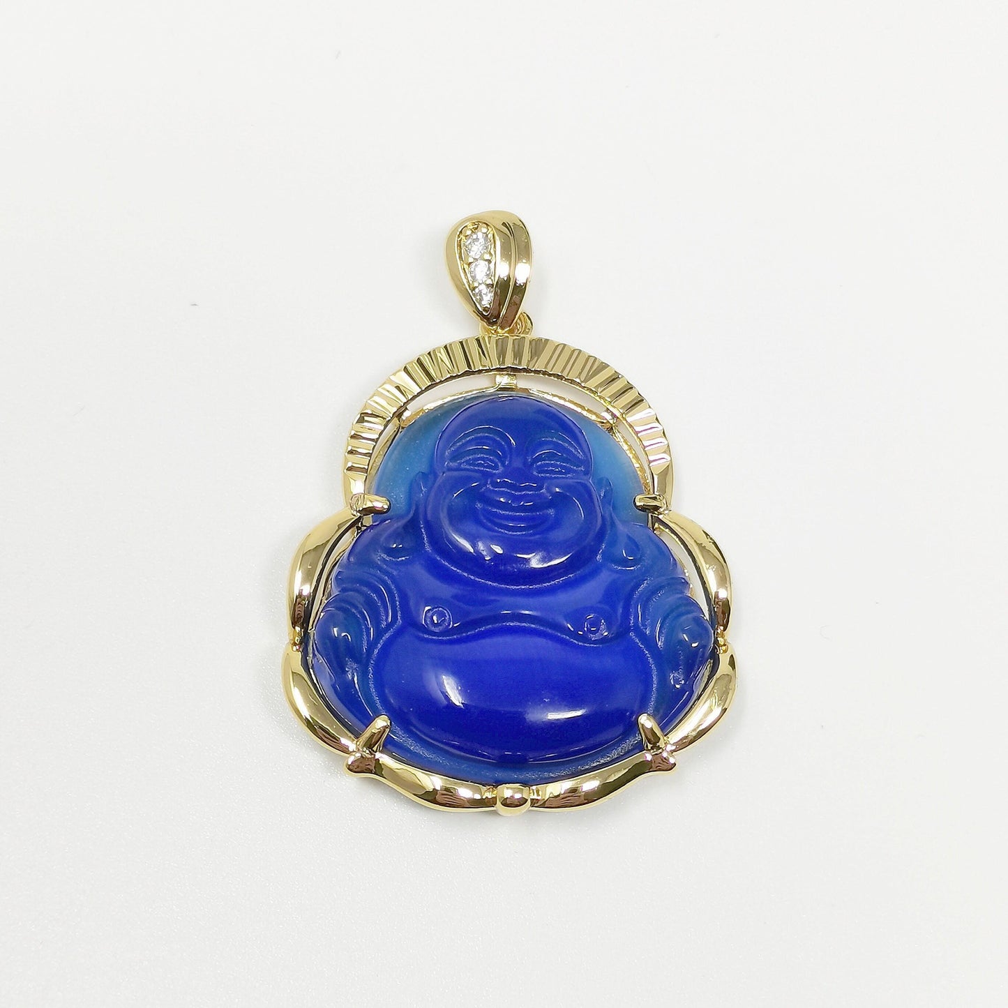 Gold filled laughing buddha pendant for necklace buddha of wealth charm amulet lucky statement jewelry supply