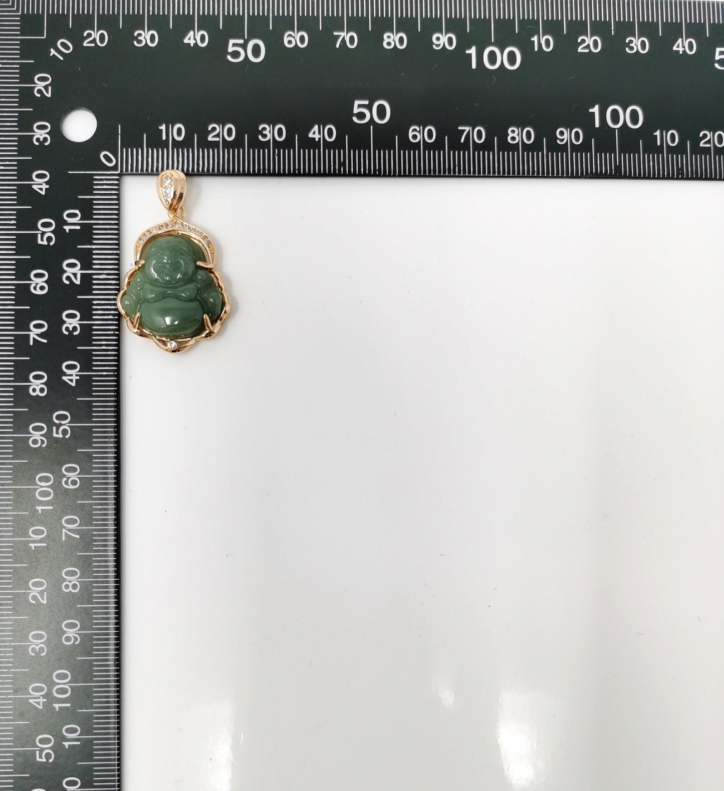 Genuine green jade buddha pendant, 18k gold filled laughing buddha charm micro pave charm minimalist jewelry, ah-226 ah-227