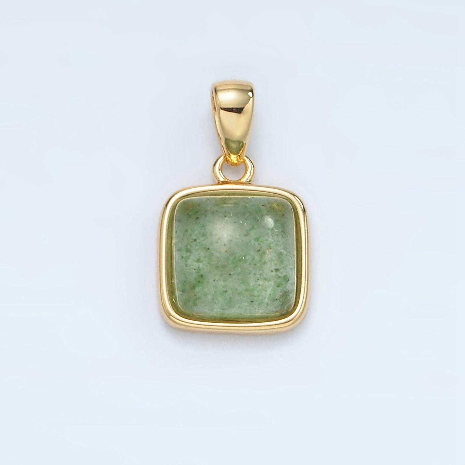 24k gold filled 12mm square gemstone pendant | ah165-ah168