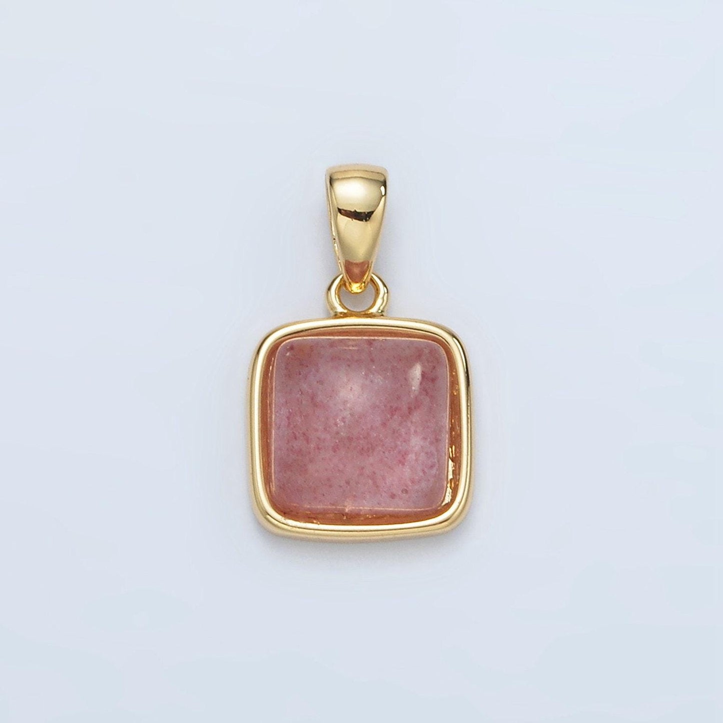 24k gold filled 12mm square gemstone pendant | ah165-ah168