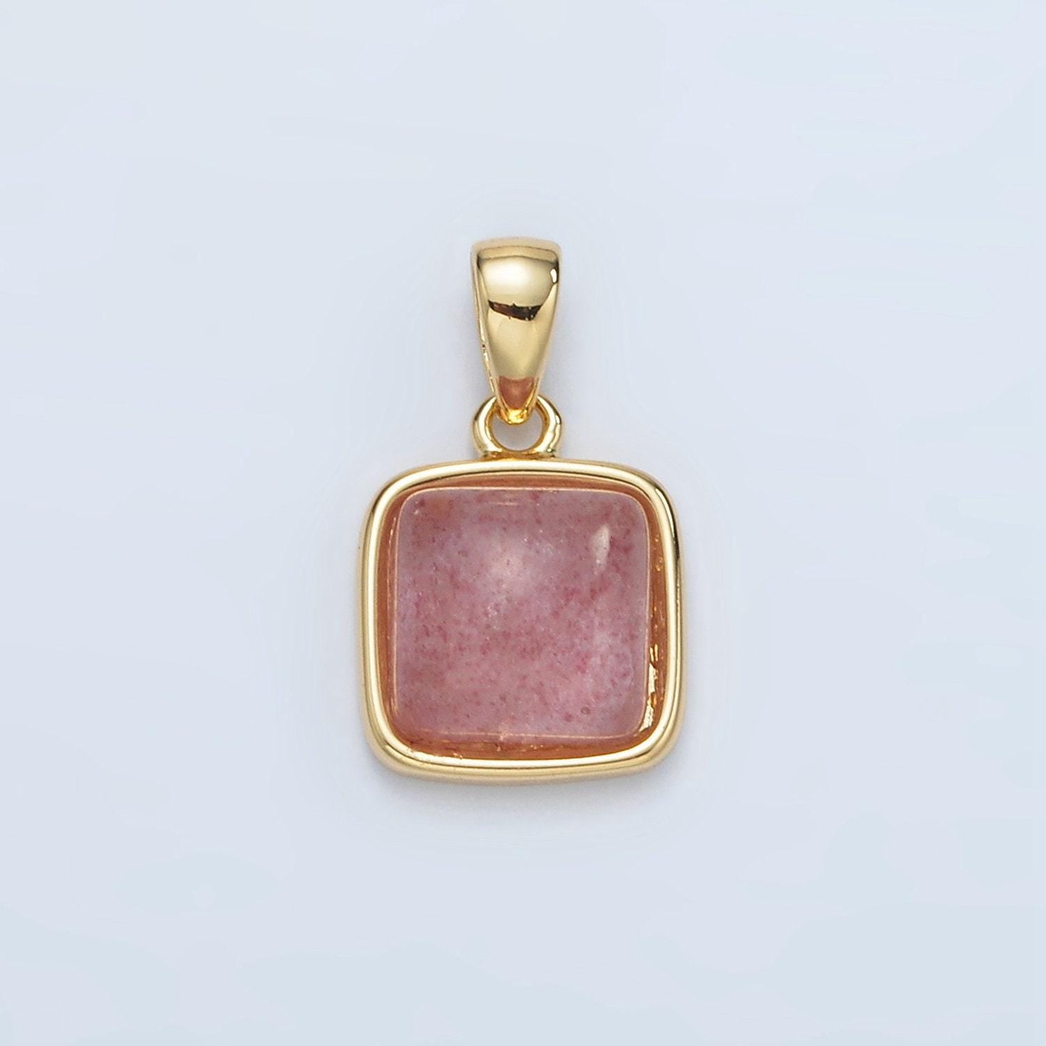 24k gold filled 12mm square gemstone pendant | ah165-ah168