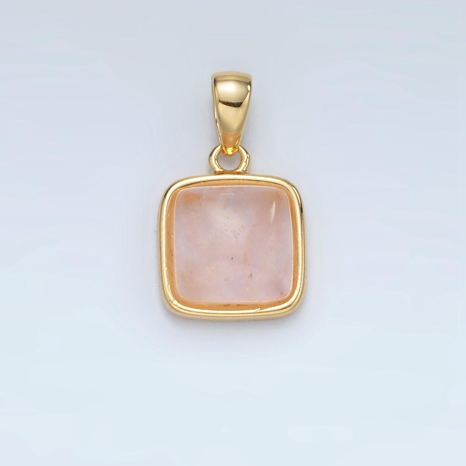 24k gold filled 12mm square gemstone pendant | ah165-ah168