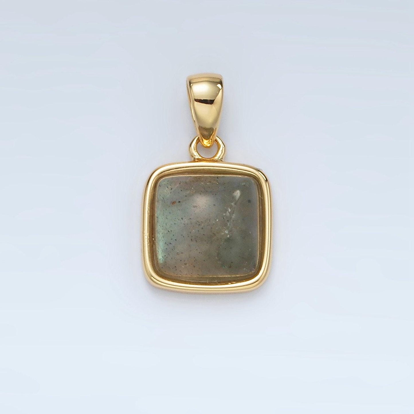 24k gold filled 12mm square gemstone pendant | ah165-ah168
