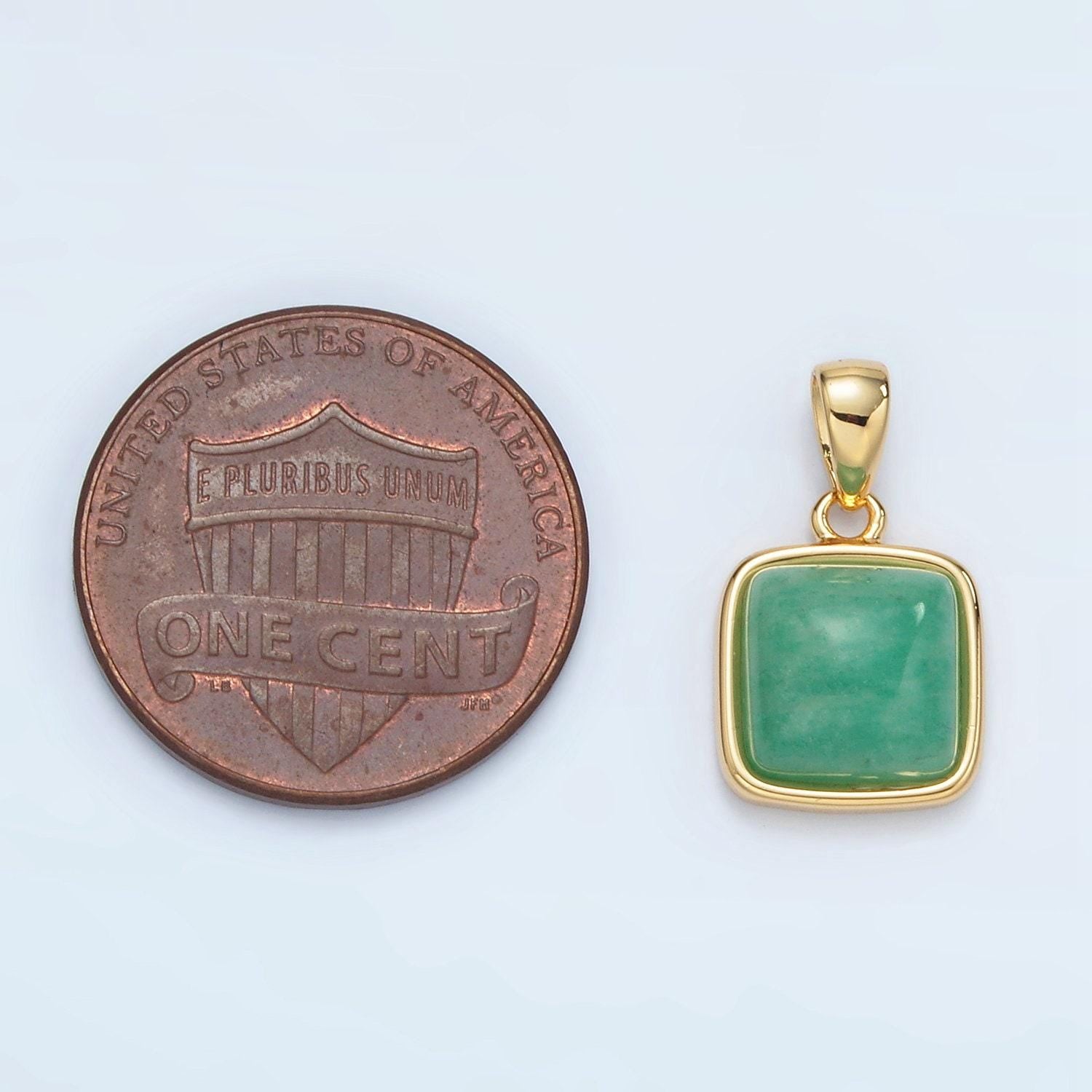 24k gold filled 12mm square gemstone pendant | ah165-ah168
