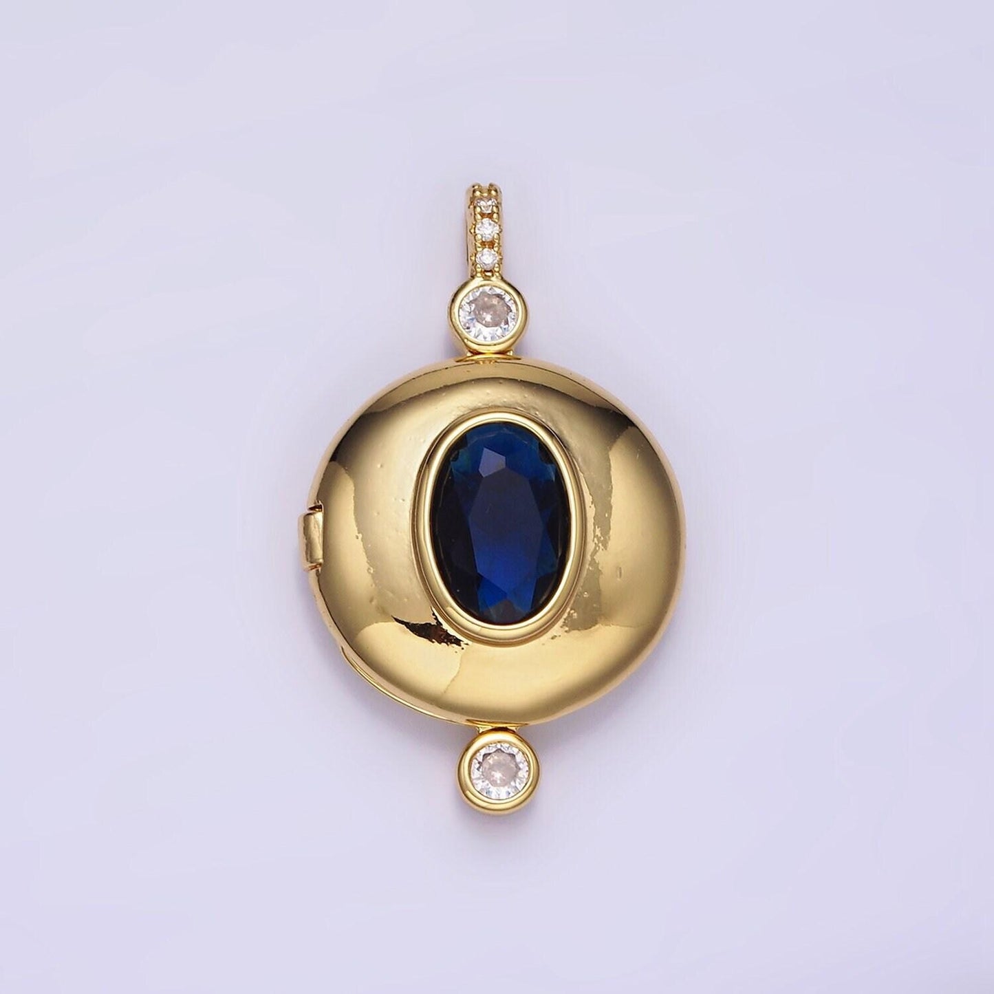 Cz blue sapphire photo locket pendant for personalized necklace with for picture or message great gift for valentine ah141