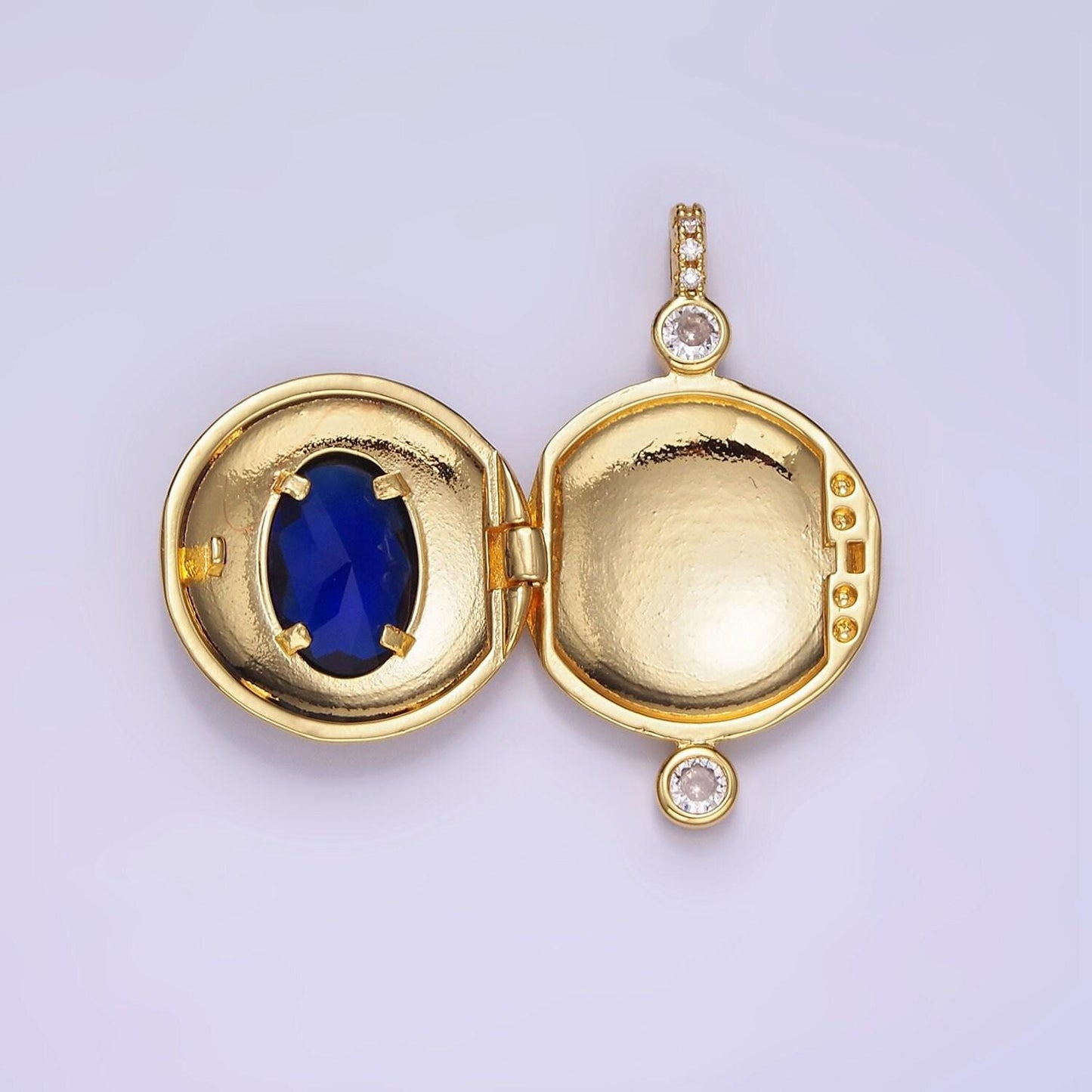 Cz blue sapphire photo locket pendant for personalized necklace with for picture or message great gift for valentine ah141