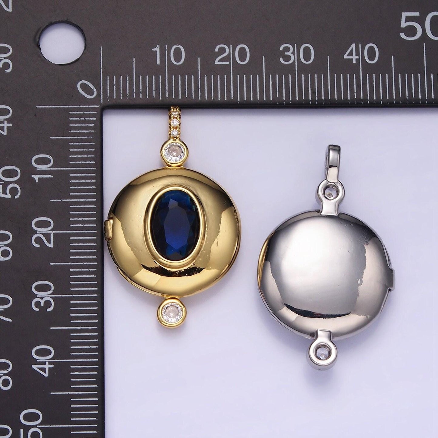 Cz blue sapphire photo locket pendant for personalized necklace with for picture or message great gift for valentine ah141
