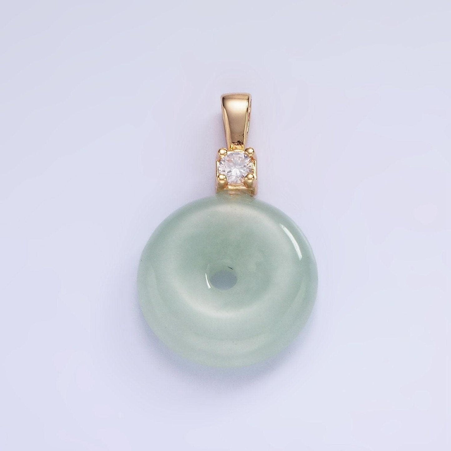14k gold filled 25mm donut jade cz bail pendant | ah-136