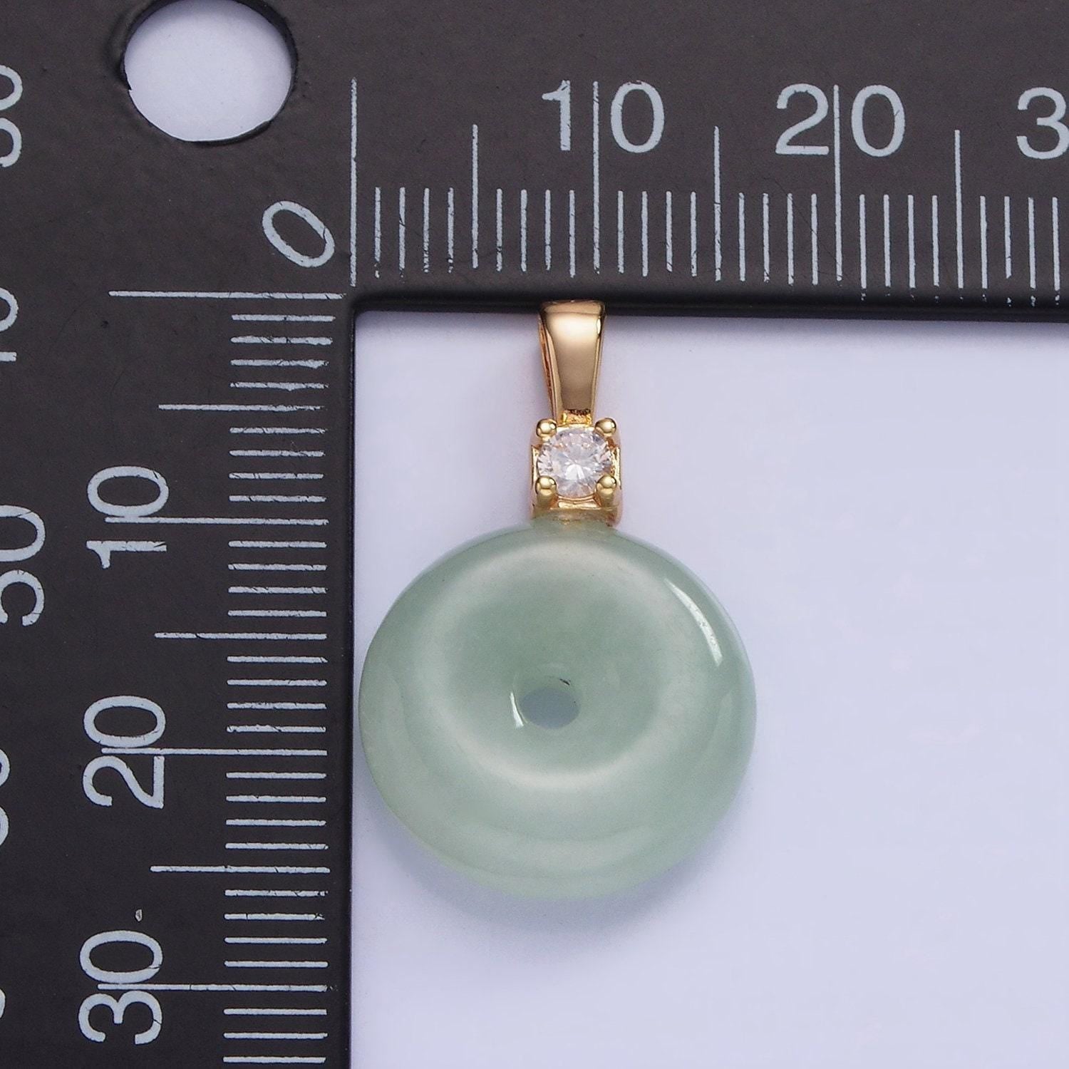 14k gold filled 25mm donut jade cz bail pendant | ah-136