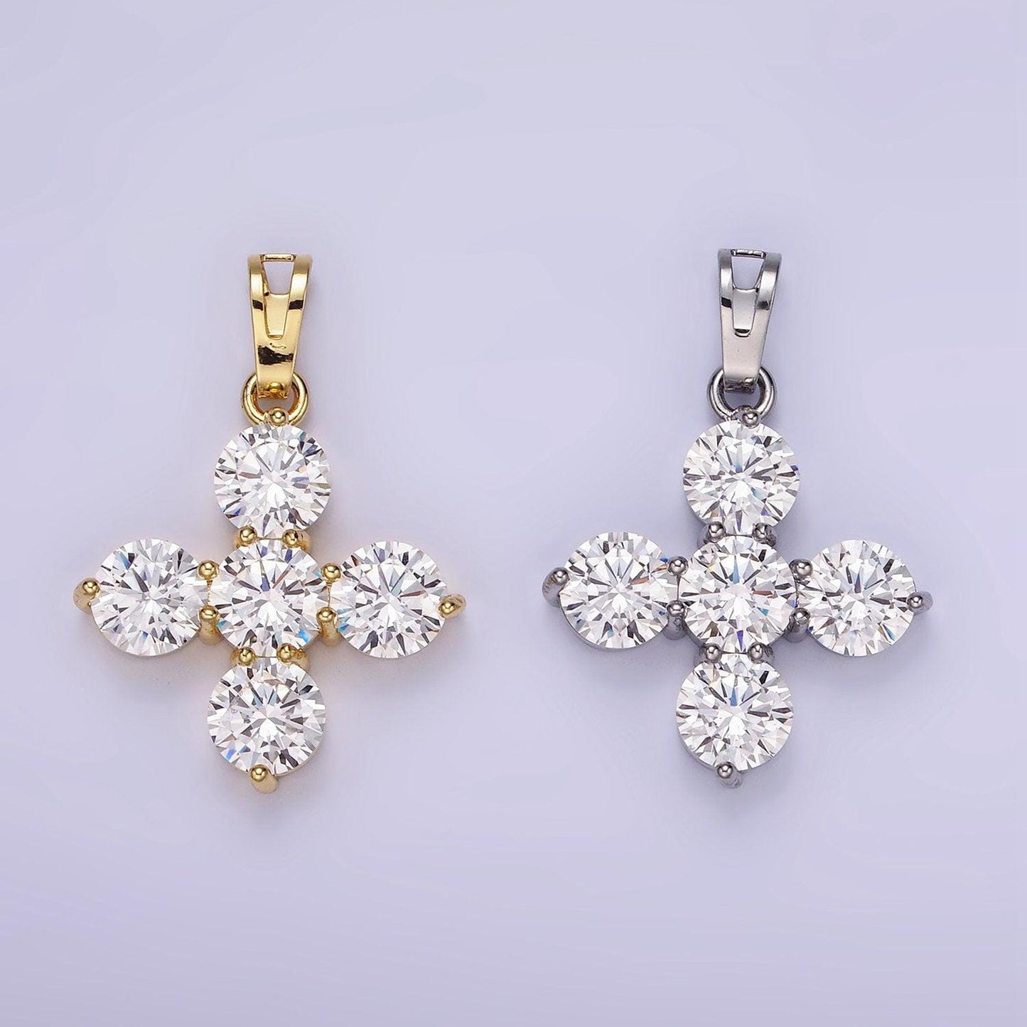 Mini cubic gold cross charm silver cross cz religious add-on charm for minimalist jewelry making supply | ah-133 & ah-133