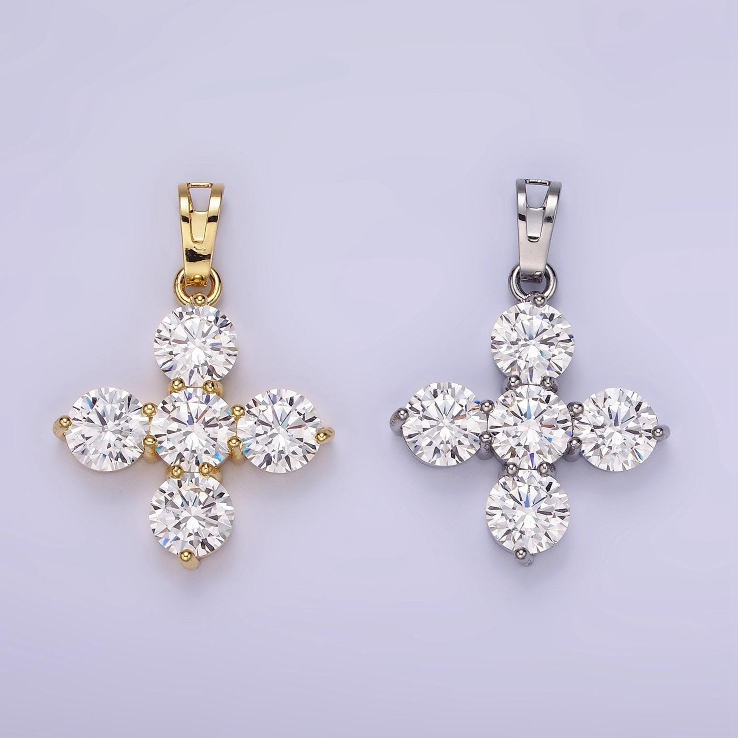 Mini cubic gold cross charm silver cross cz religious add-on charm for minimalist jewelry making supply | ah-133 & ah-133