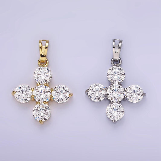 Mini cubic gold cross charm silver cross cz religious add-on charm for minimalist jewelry making supply | ah-133 & ah-133