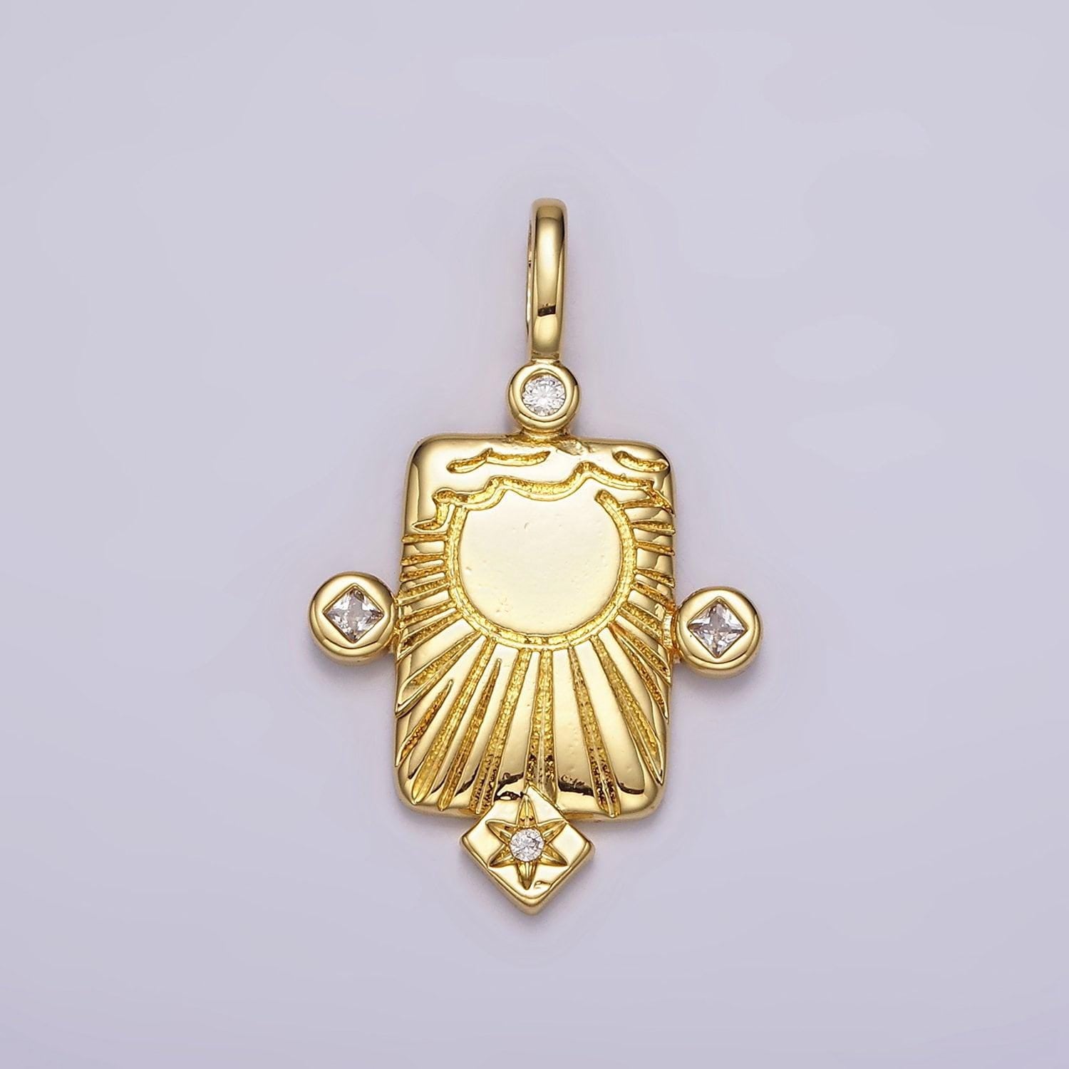 Gold tag sun ray charm dainty gold celestial jewelry pendant for bracelet necklace component ah-089