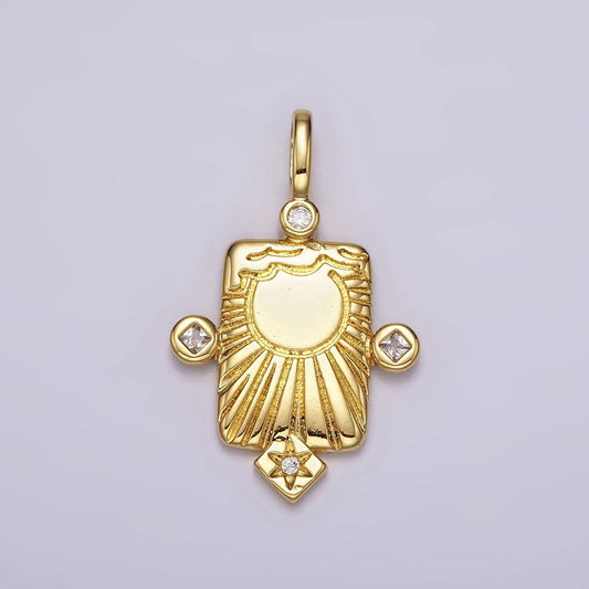 Gold tag sun ray charm dainty gold celestial jewelry pendant for bracelet necklace component ah-089