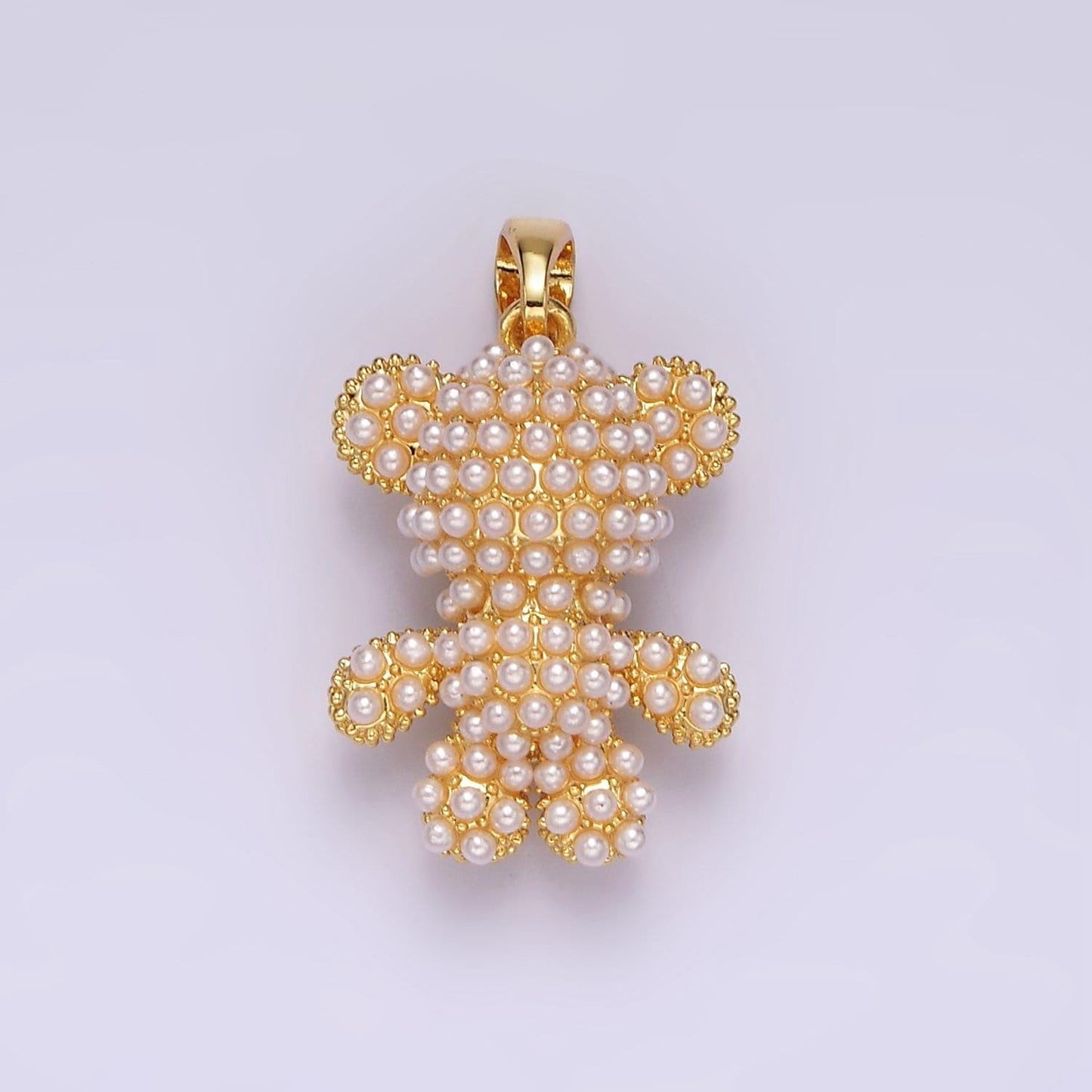 Pearl gold teddy bear 3d puffy kawaii animal charm pendant | ah-083