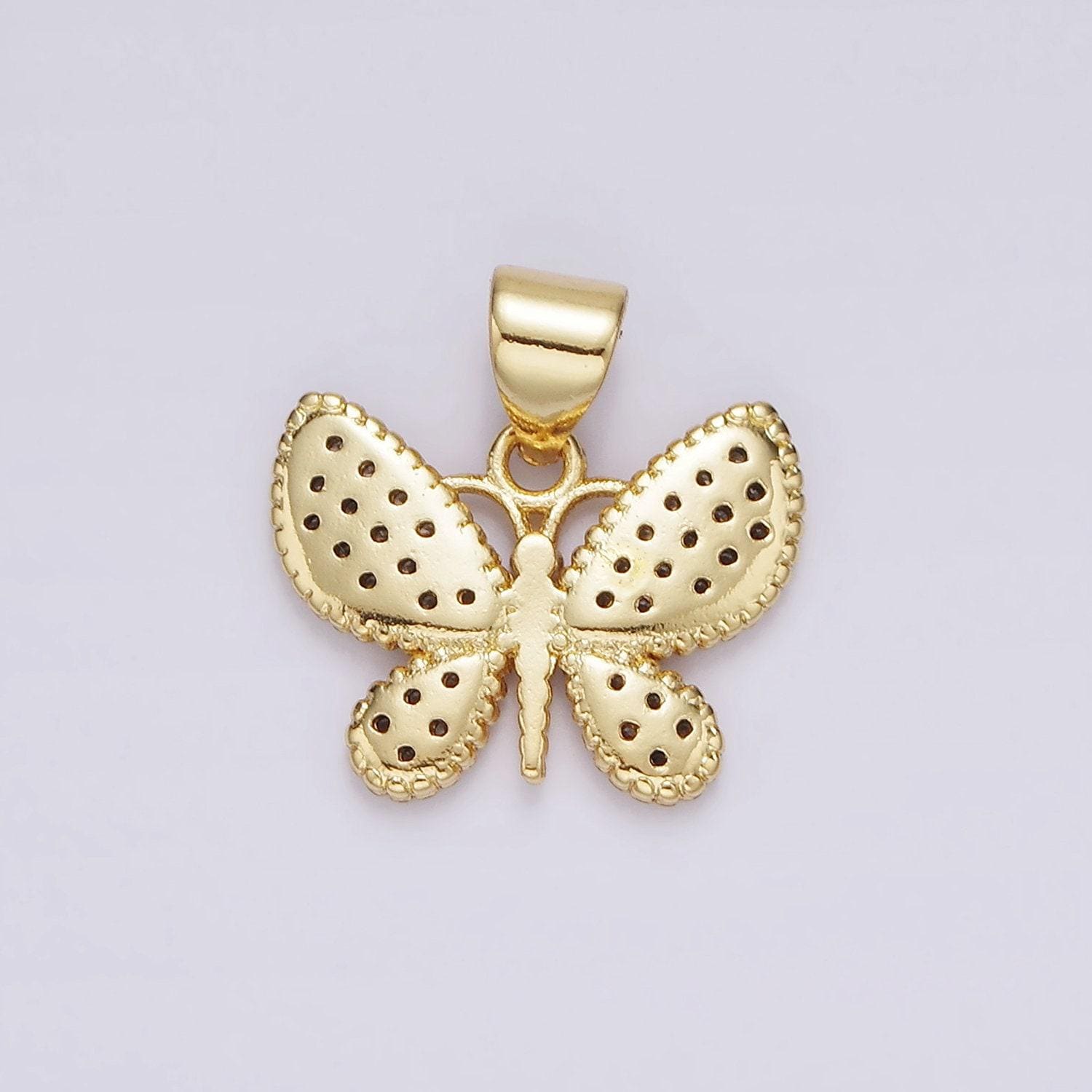 Dainty micro paved mariposa butterfly clear cubic zirconia cz gold animal pendant | ah077