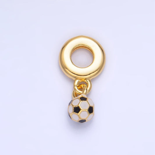 24k gold filled mini soccer ball charm sport theme rondelle bail for drop pendant bracelet | w-001