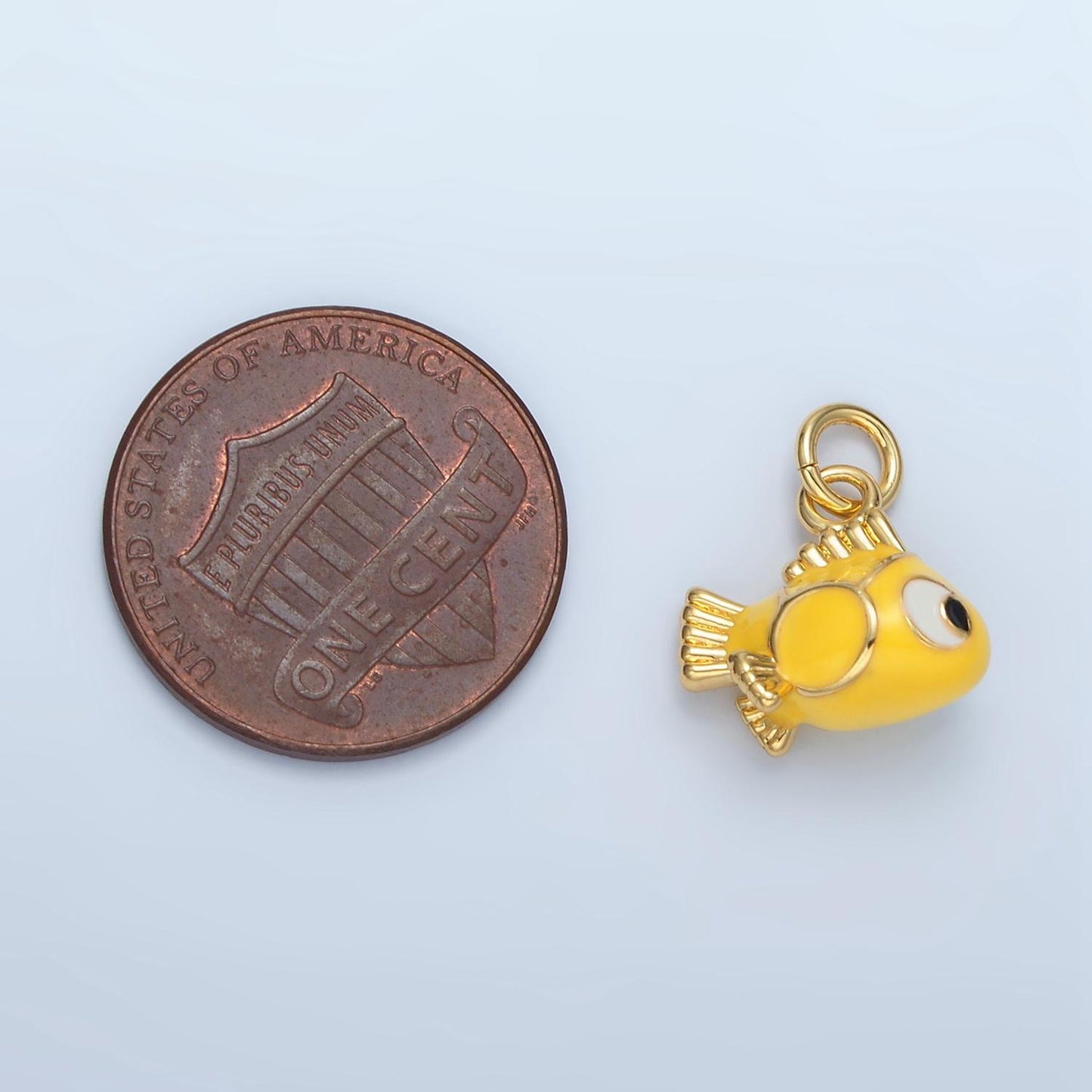 14k gold filled yellow tropical gold fish pet animal enamel charm | ag-948