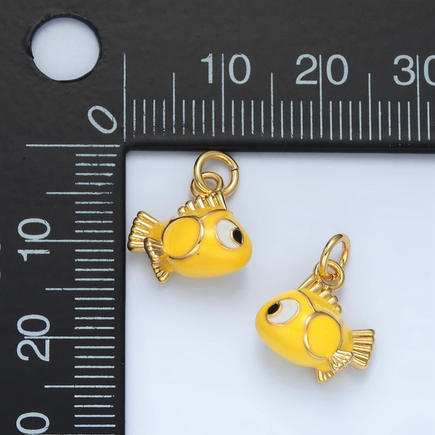 14k gold filled yellow tropical gold fish pet animal enamel charm | ag-948