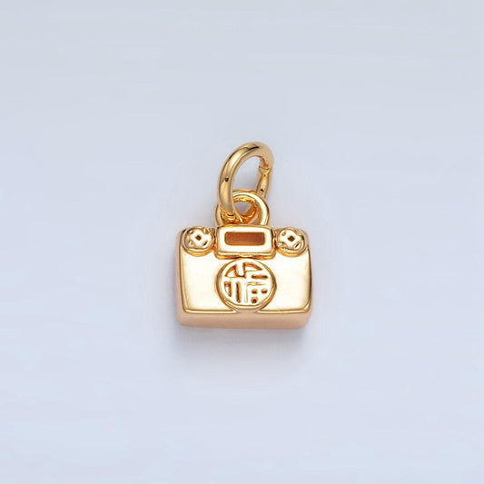24k gold filled purse lock for money luck 8mm charm | ag-936