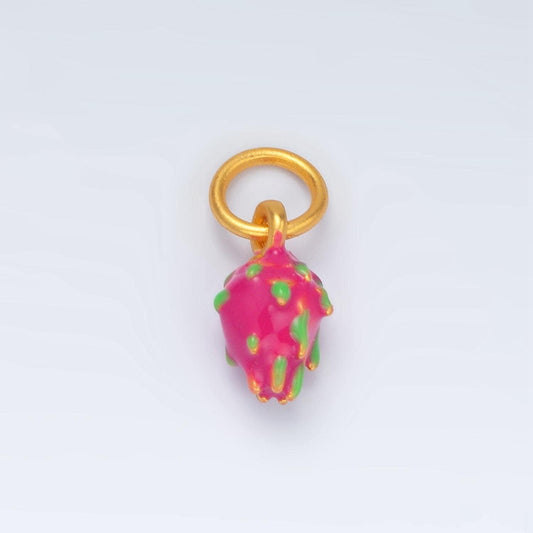 24k gold filled mini bright pink dragon fruit charm | ag-920