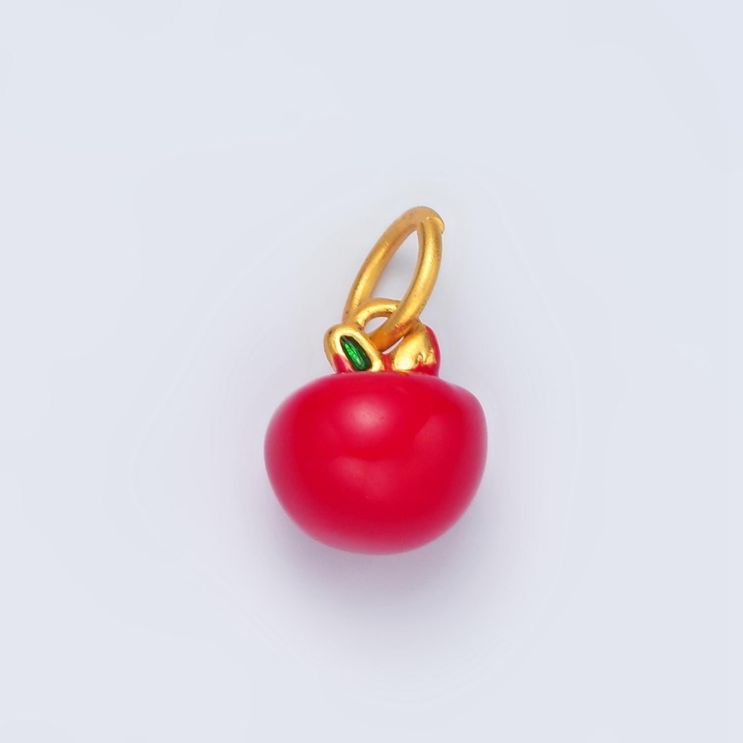 24k gold filled 11mm red washington apple fruit charm | ag-918