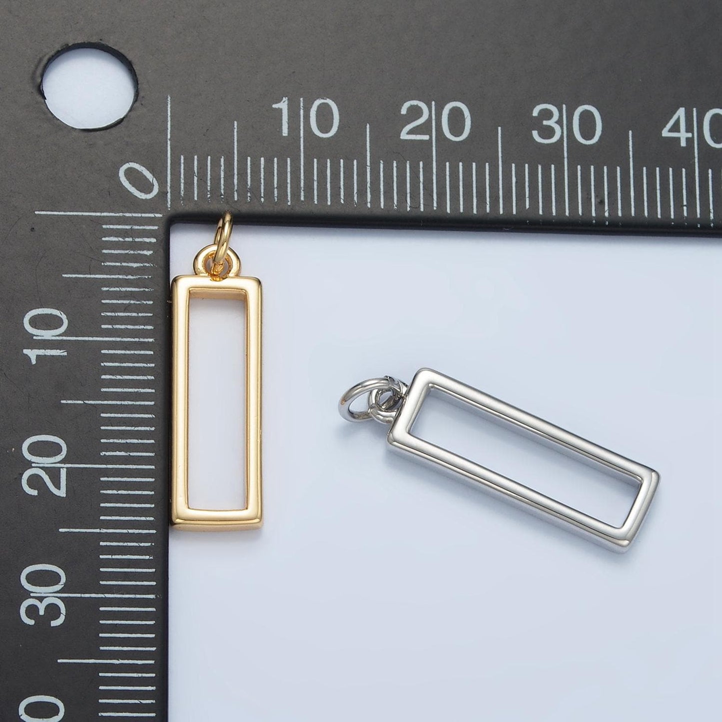 Dainty gold filled rectangle charm shaped add-on charm pendant open rectangle geometric jewelry ag913