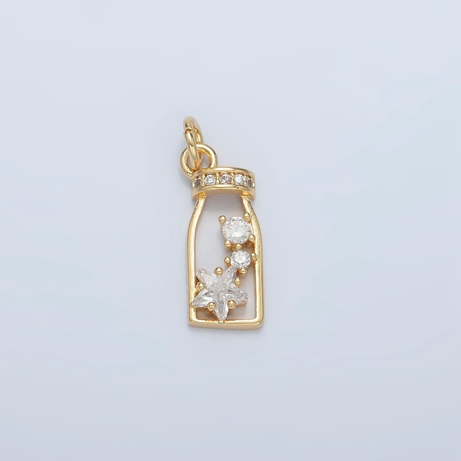 Mini cubic star in the bottle charm ag909