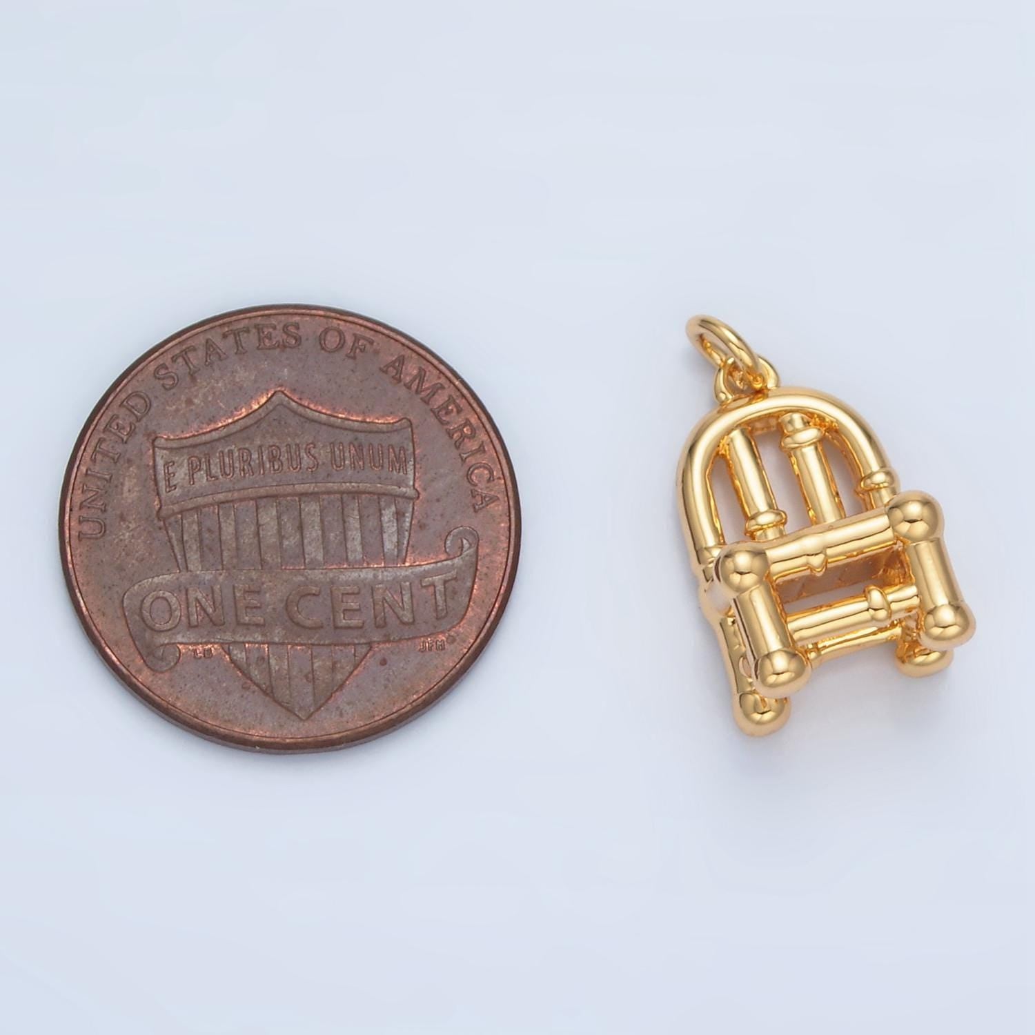 Mini 3d gold filled chair charm pendants for jewelry making tiny garden chain chair pendants ag903