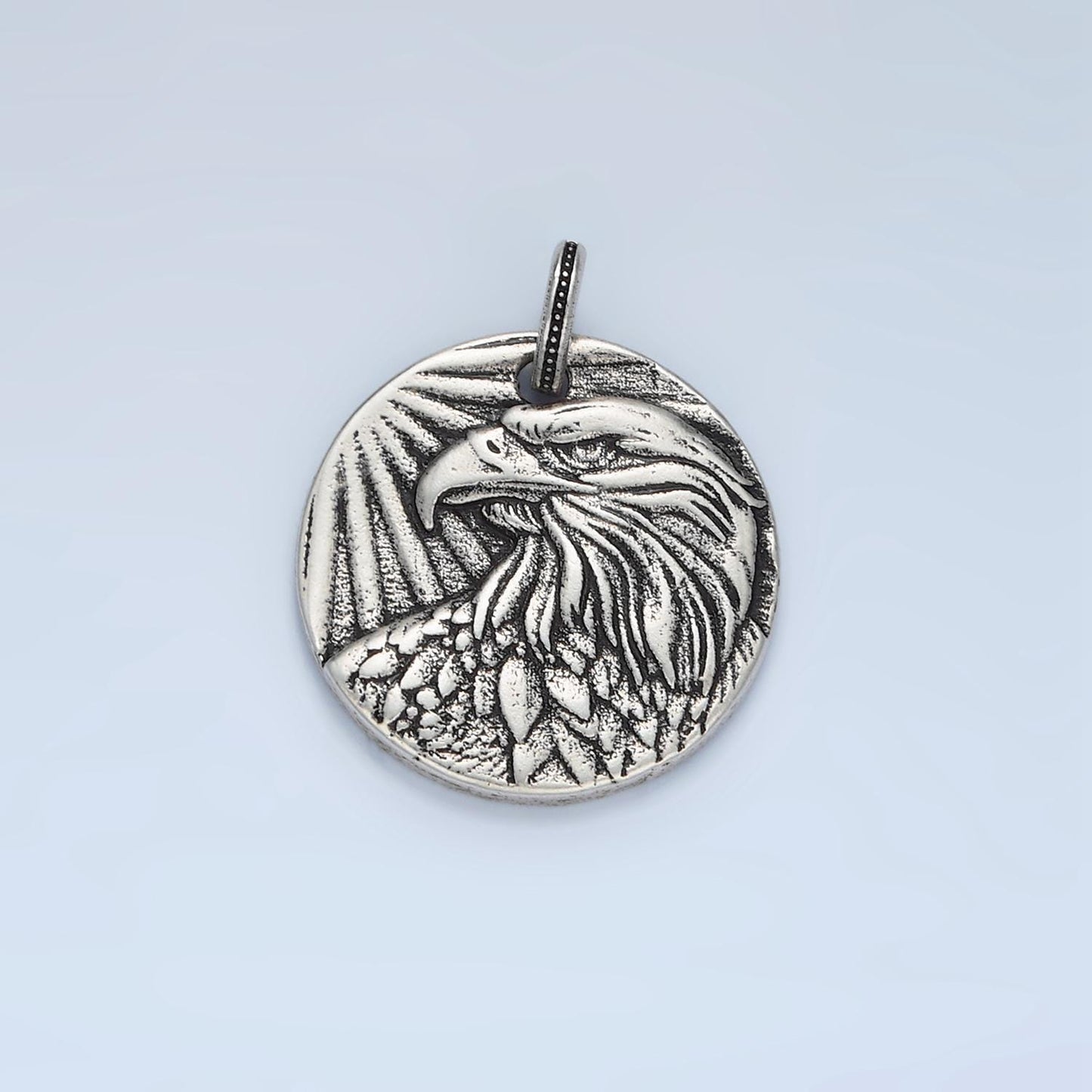 14k gold filled medallion eagle face charm in gold & silver | ag-885/ac-176