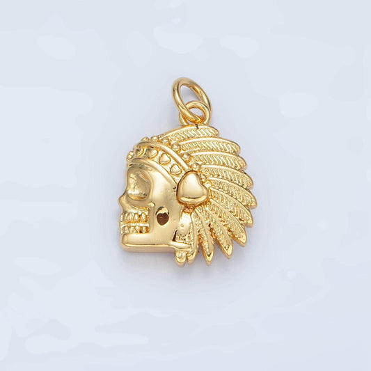 Native american indian head charm skull indian chef pendant for bracelet necklace earring ag882