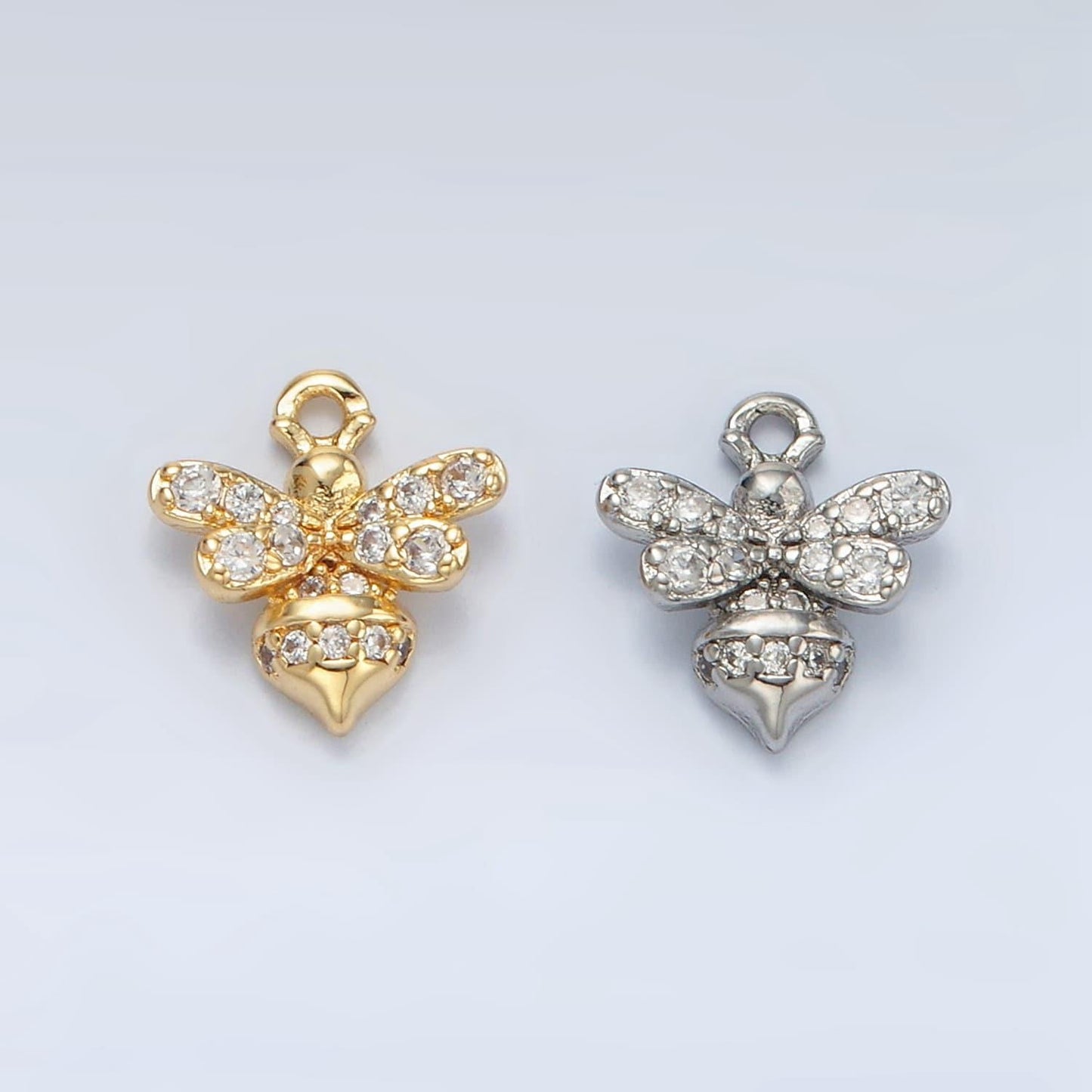 Gold bee charm- fly charm pendant circle charm mini queenbee charm for necklace bracelet earring animal insect ag869