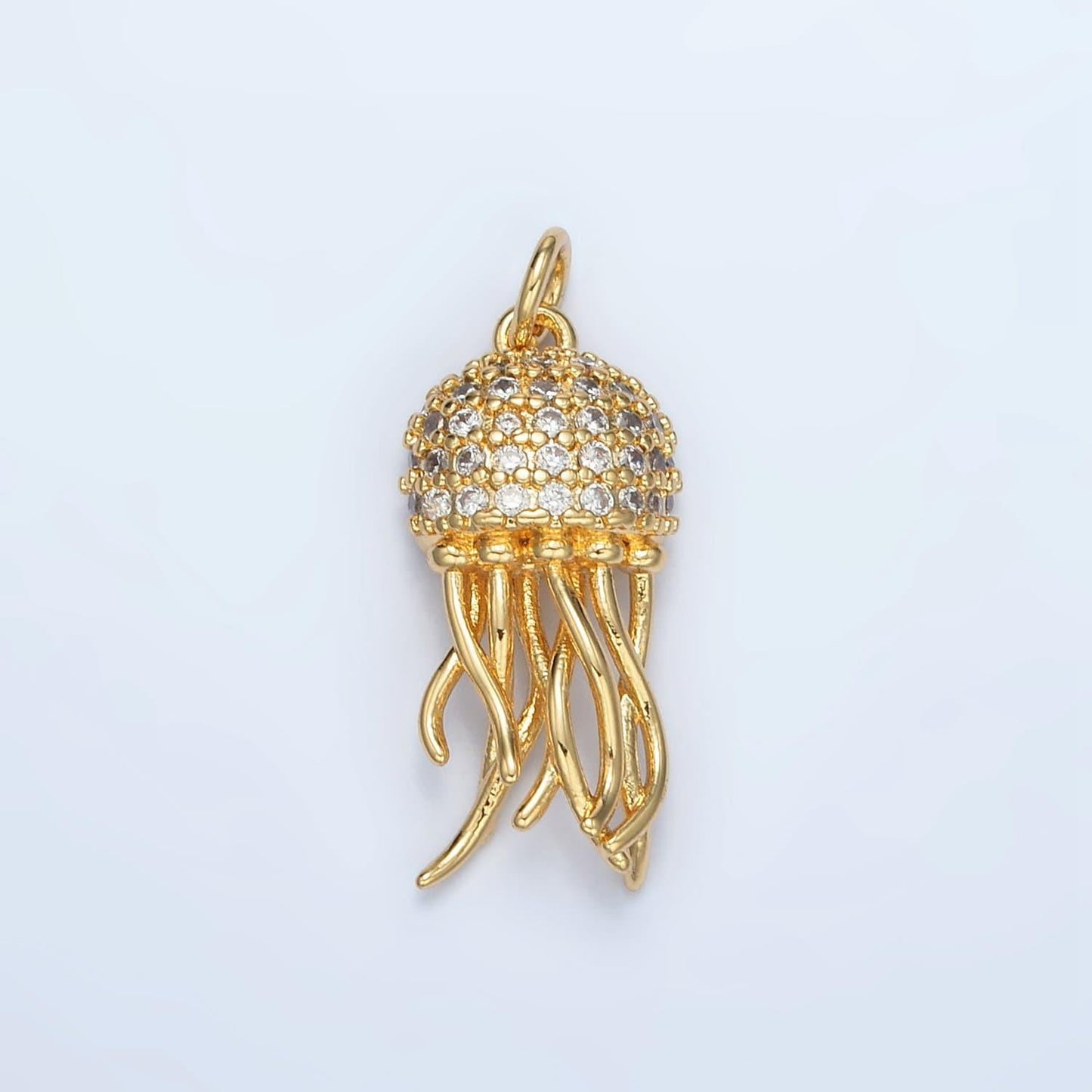 Gold filled cz paved jellyfish charm in gold & silver | ag-863