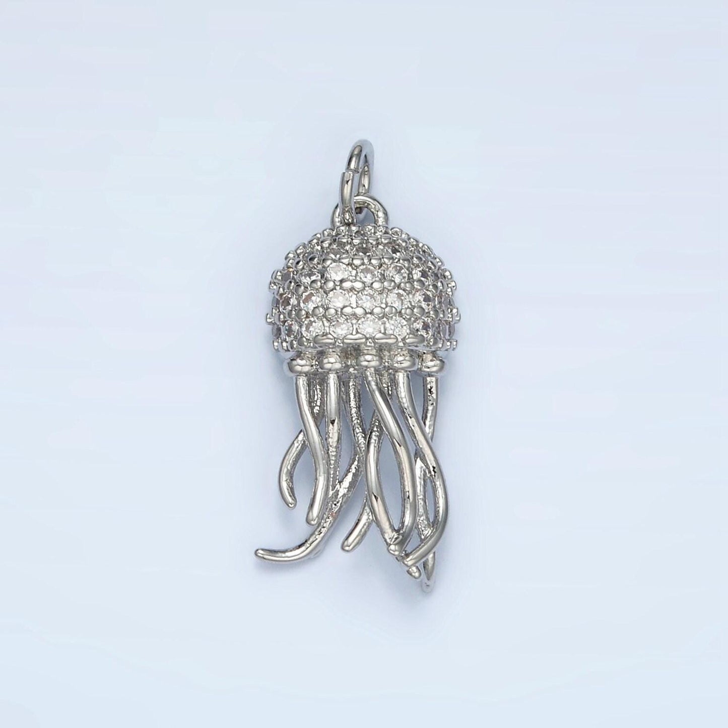 Gold filled cz paved jellyfish charm in gold & silver | ag-863