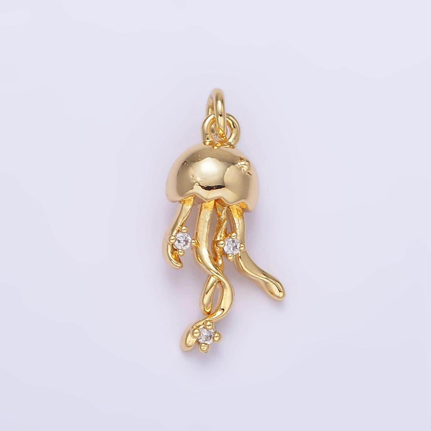 Tiny gold jellyfish charm dainty pendant gold charm animal charm under the sea inspired ag850