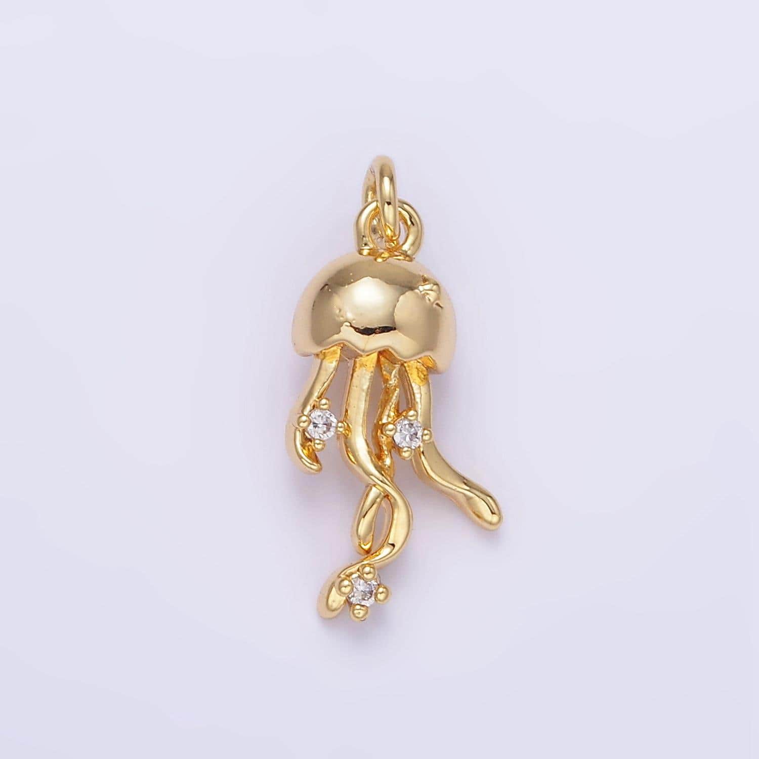 Tiny gold jellyfish charm dainty pendant gold charm animal charm under the sea inspired ag850