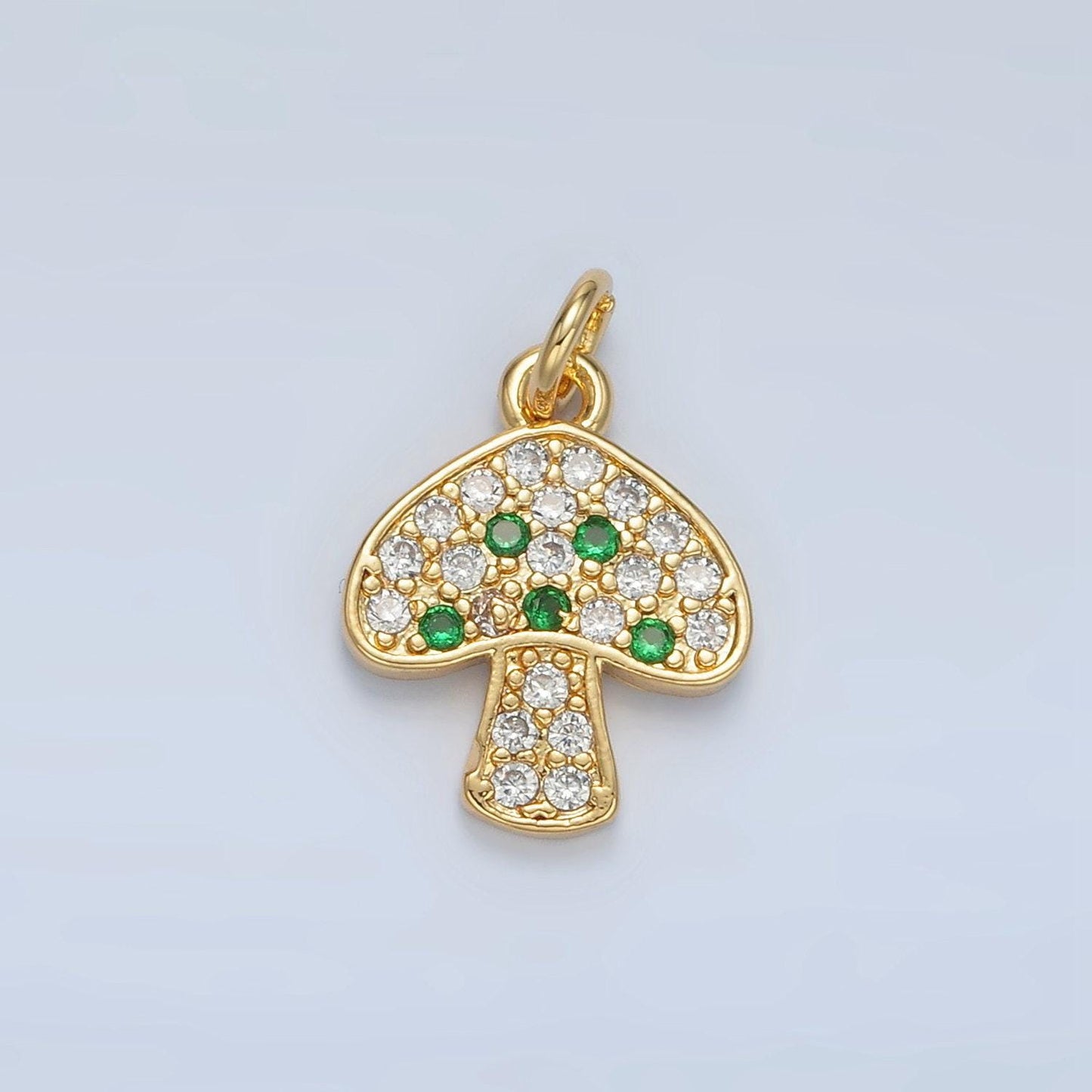 Cute golden mushrooms charm, micro pave cz charm, dainty pendant gold shroomie charm for jewelry making ag852
