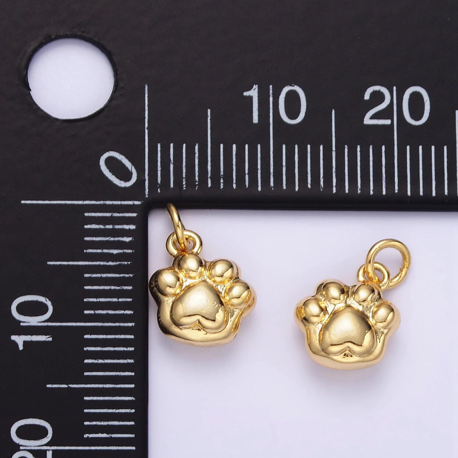 24k gold filled mini dog paw charm mini puppy animal charm bracelet | ag-847