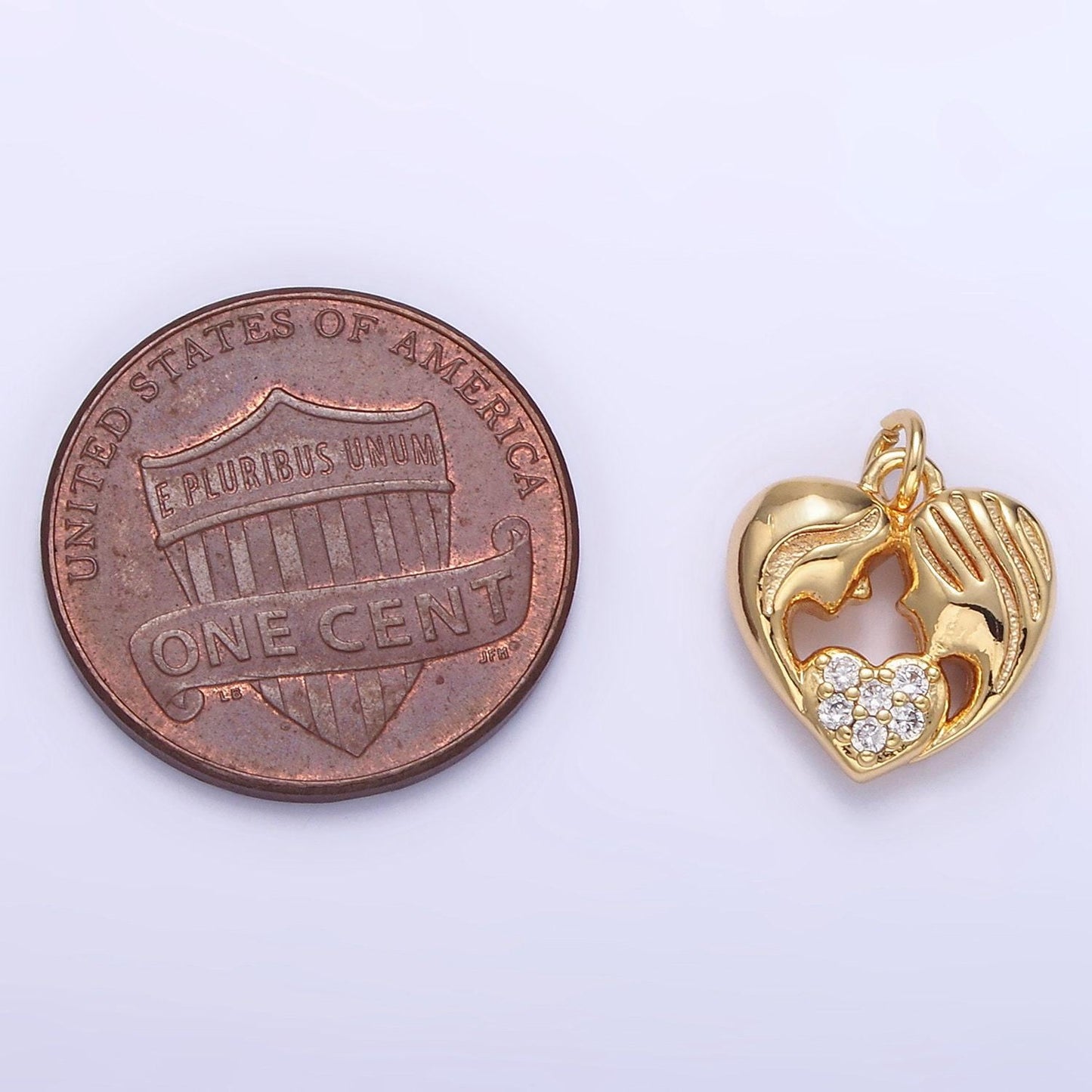 Gold filled mother and daughter cz heart pendant | ag-838